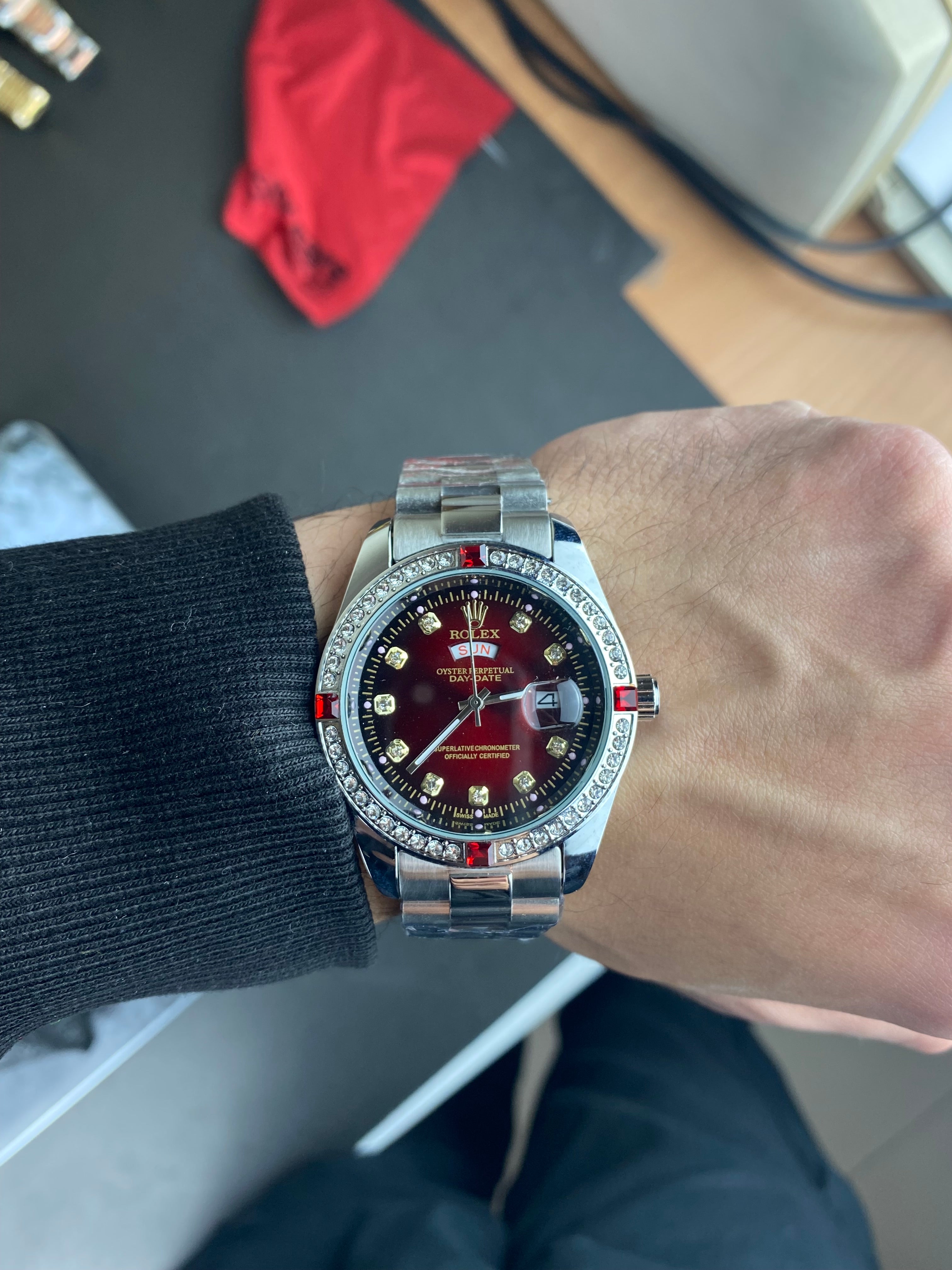 RLX Day-date(Red) Diamond Bezel