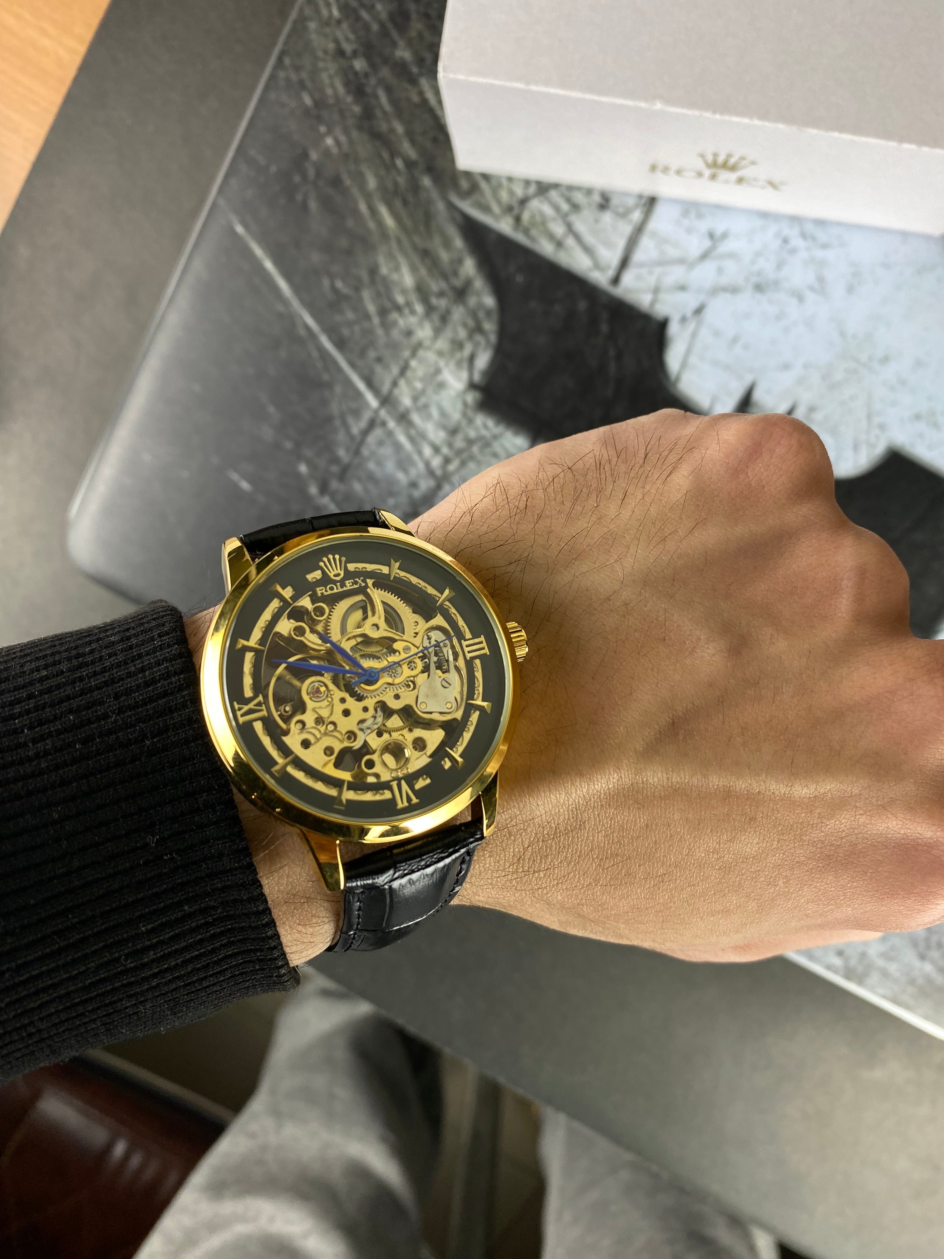 RLX (Black&Gold)  Automatic Skeleton watch