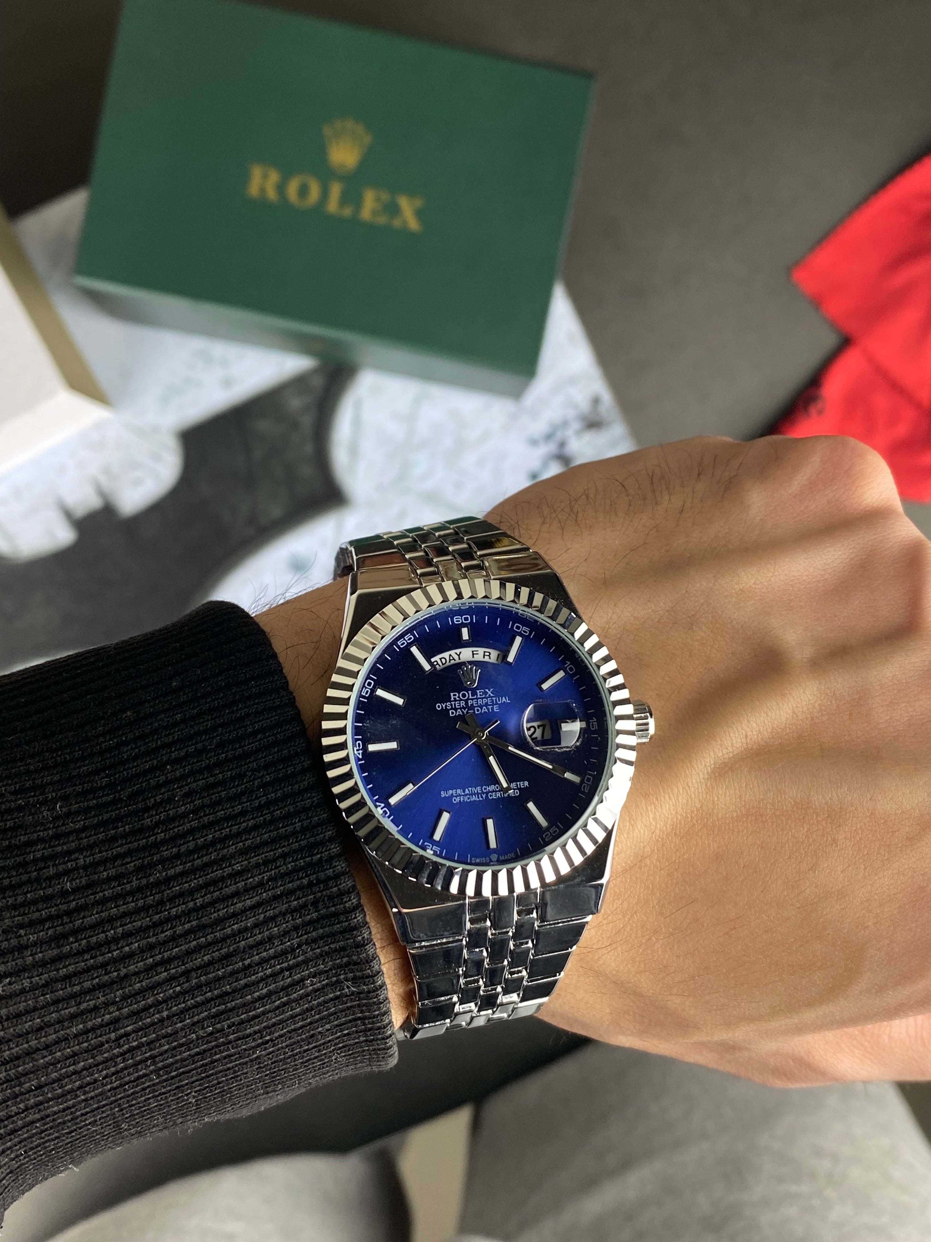 RLX Day-Date Oyester Smoked (Blue)