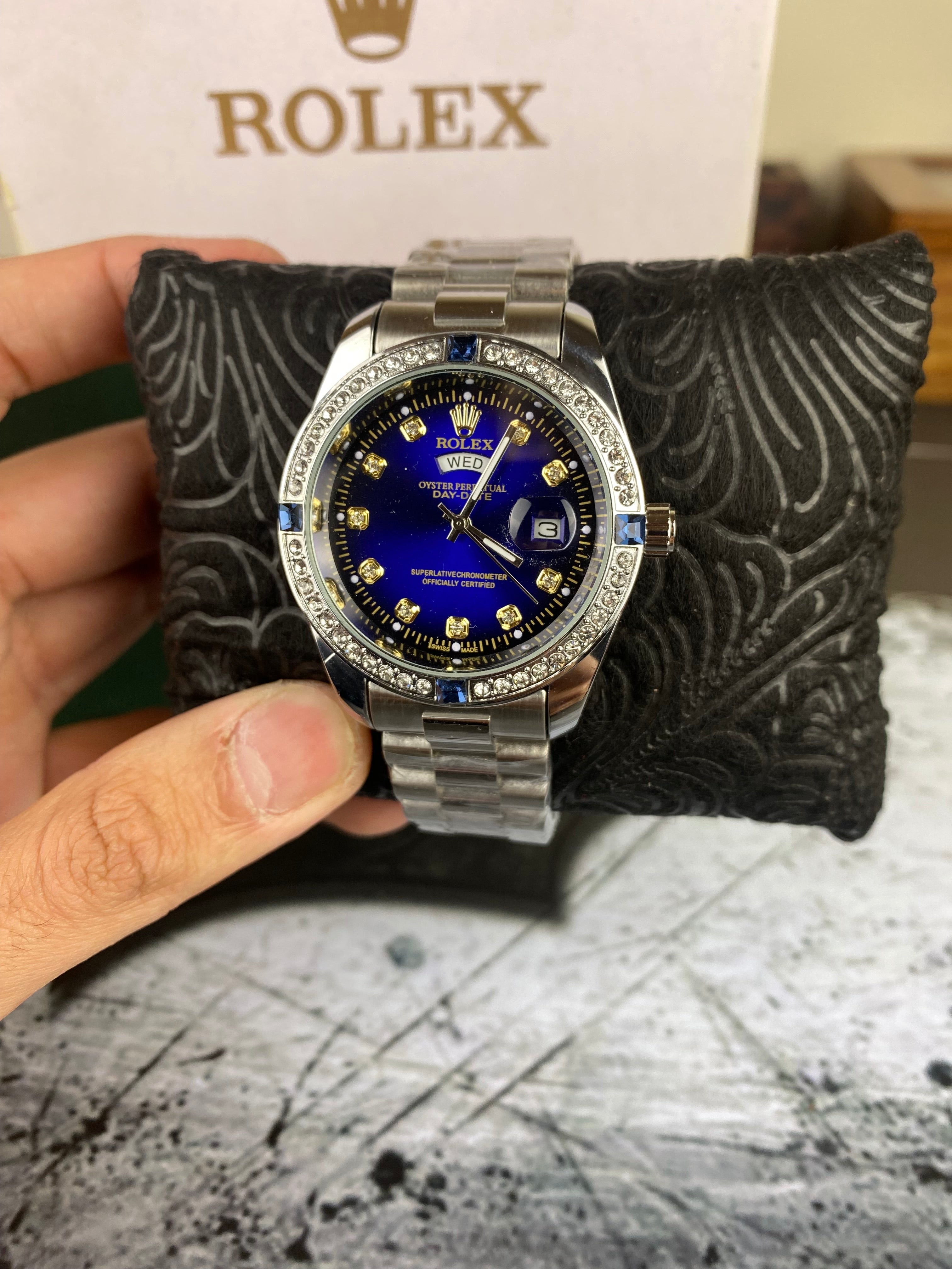 RLX Day-Date(Blue) dial with diamond Bezel