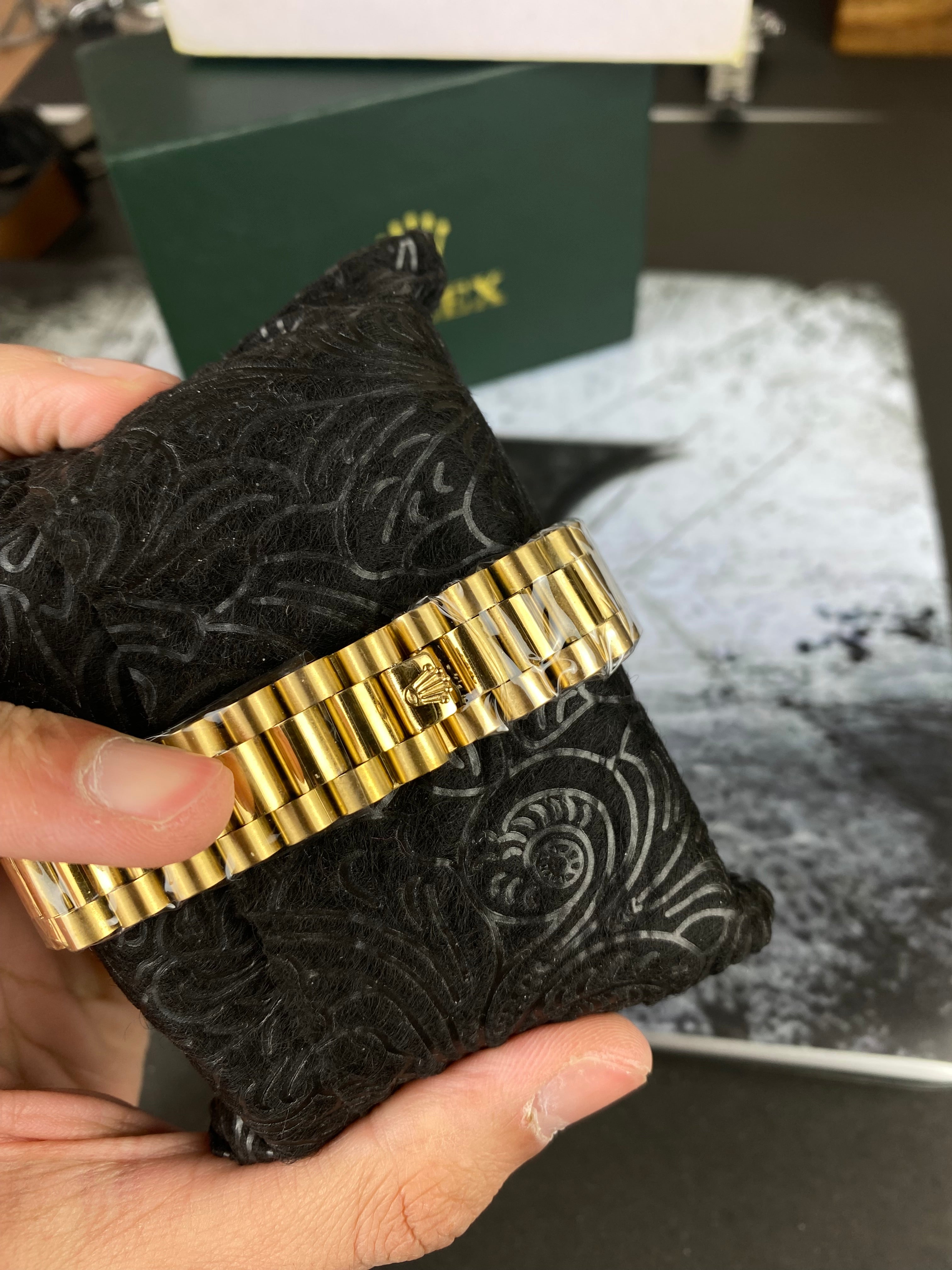 RLX Day-Date(Green) dial with diamond Bezel