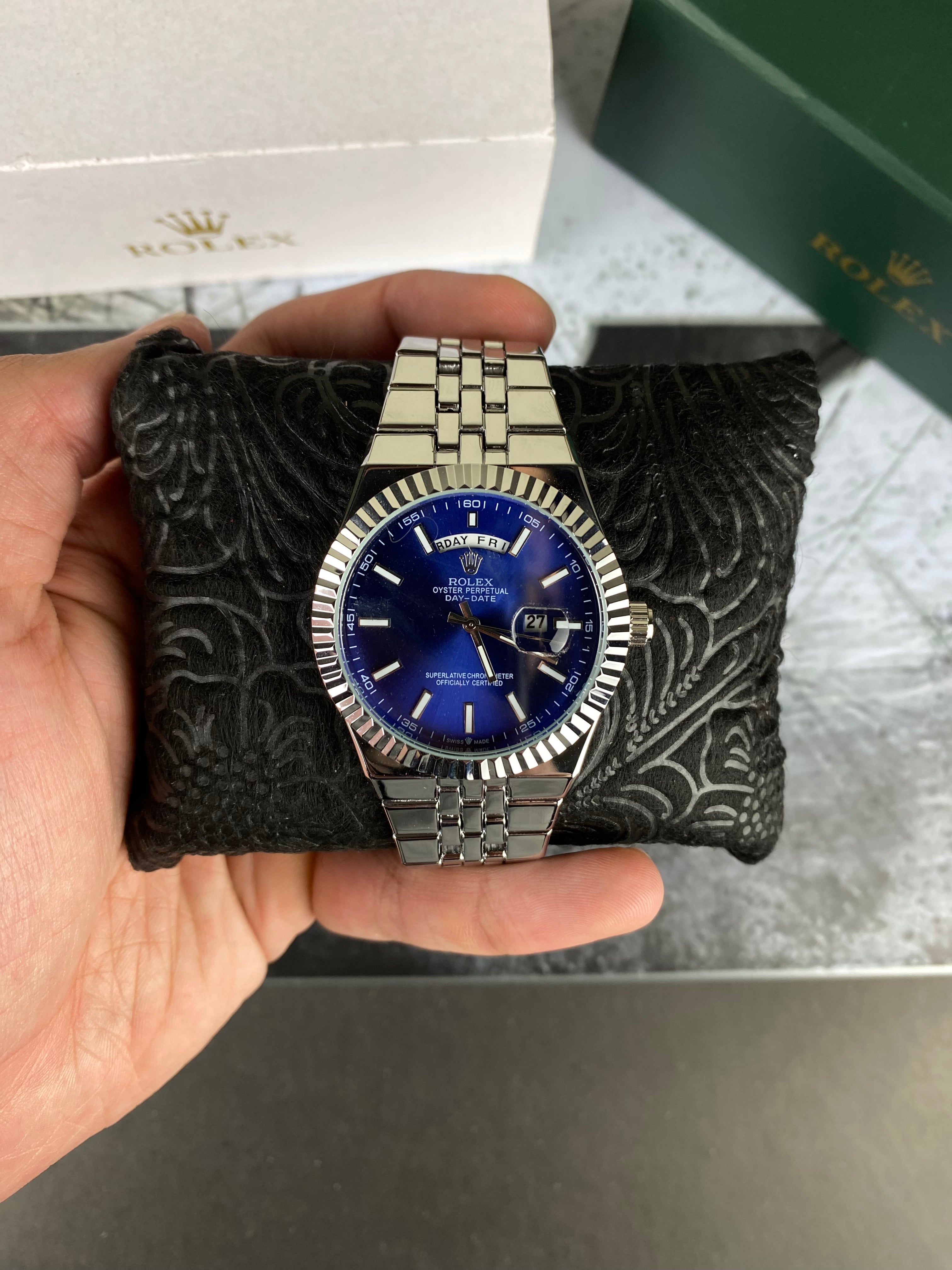 RLX Day-Date Oyester Smoked (Blue)