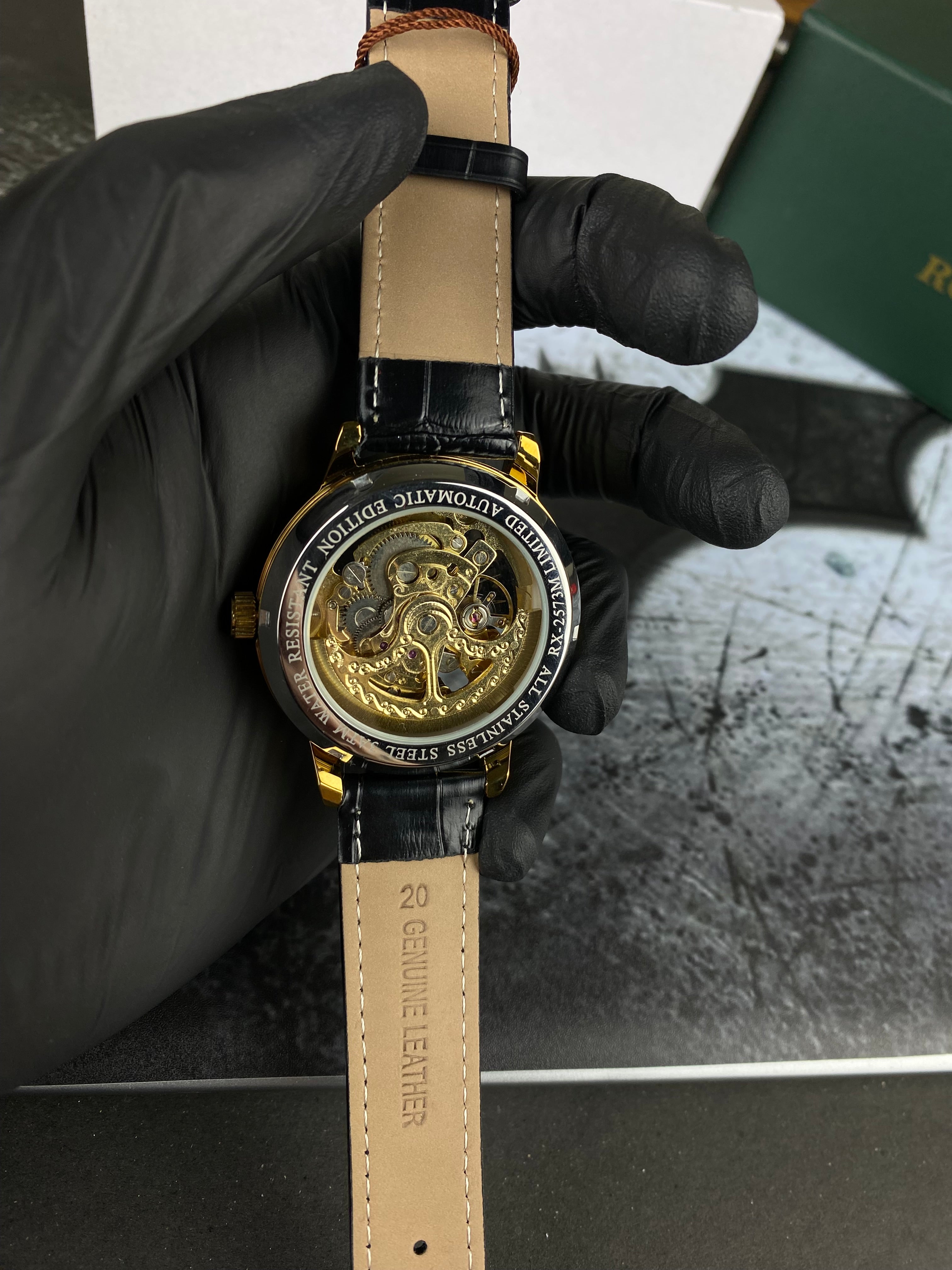 RLX (Black&Gold)  Automatic Skeleton watch