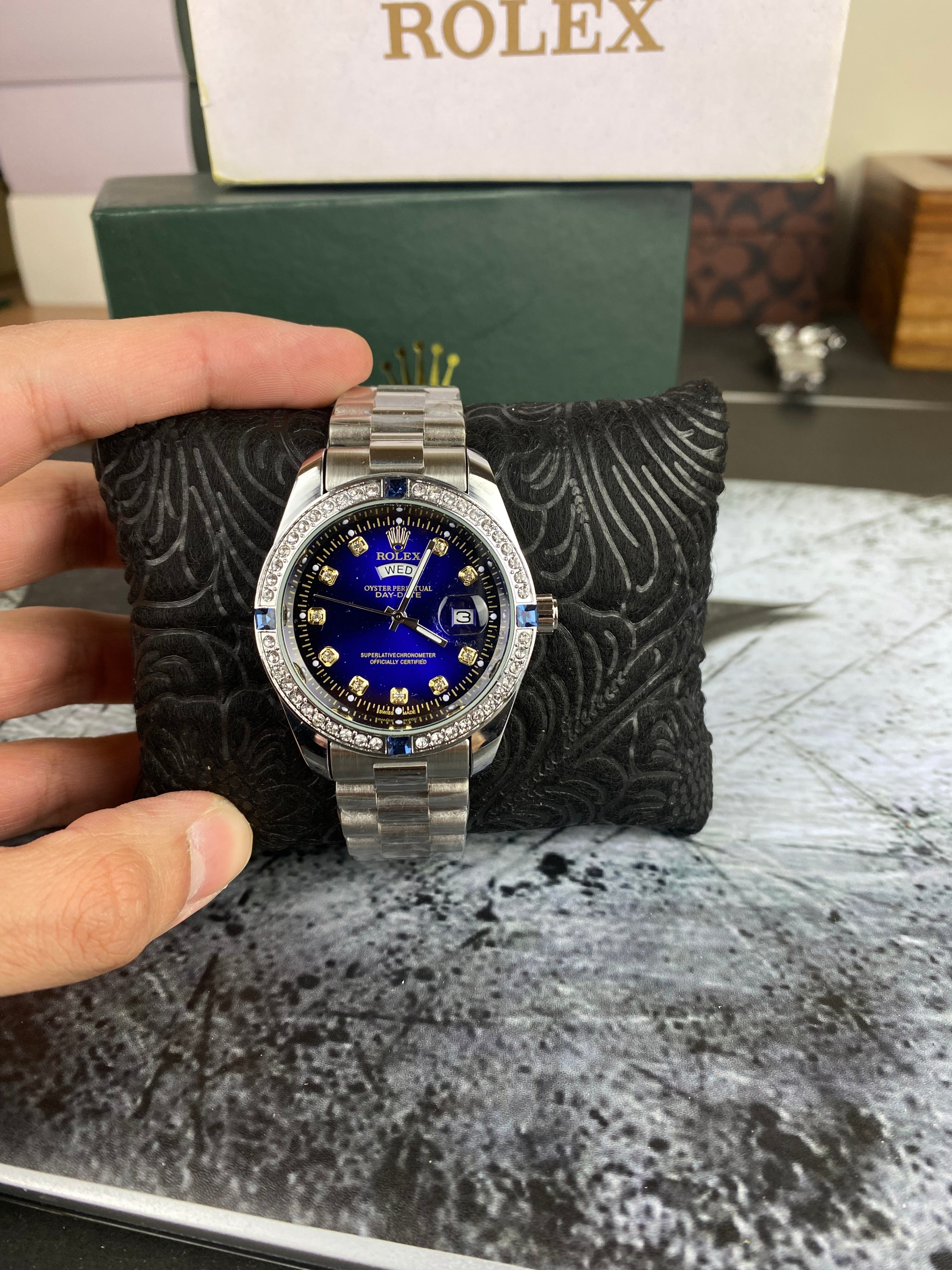 RLX Day-Date(Blue) dial with diamond Bezel