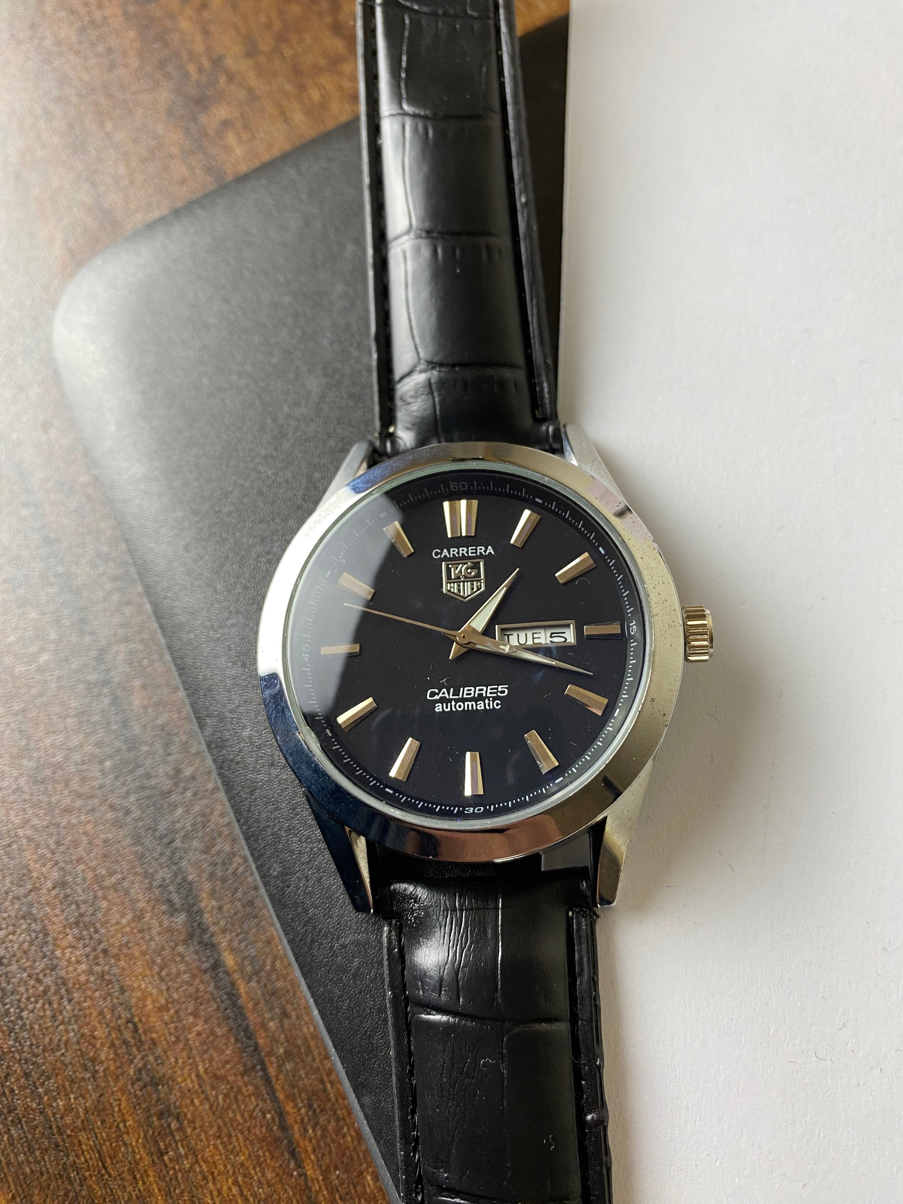 TAG Heuer Carrera Calibre 5 Automatic – Black Dial Leather Edition