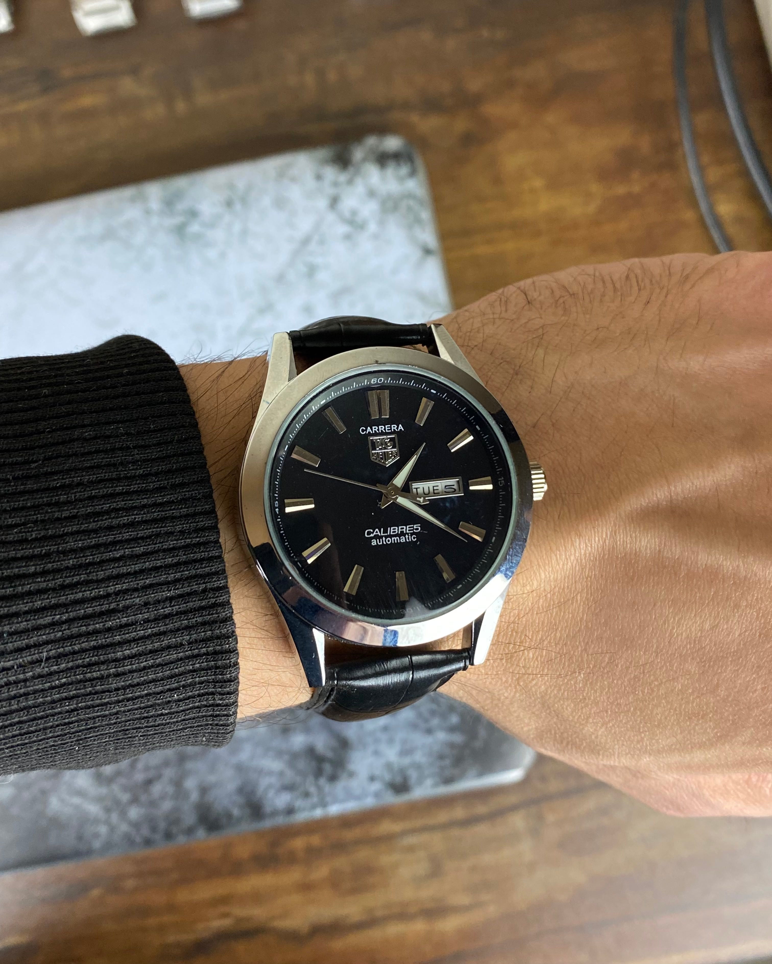 TAG Heuer Carrera Calibre 5 Automatic – Black Dial Leather Edition