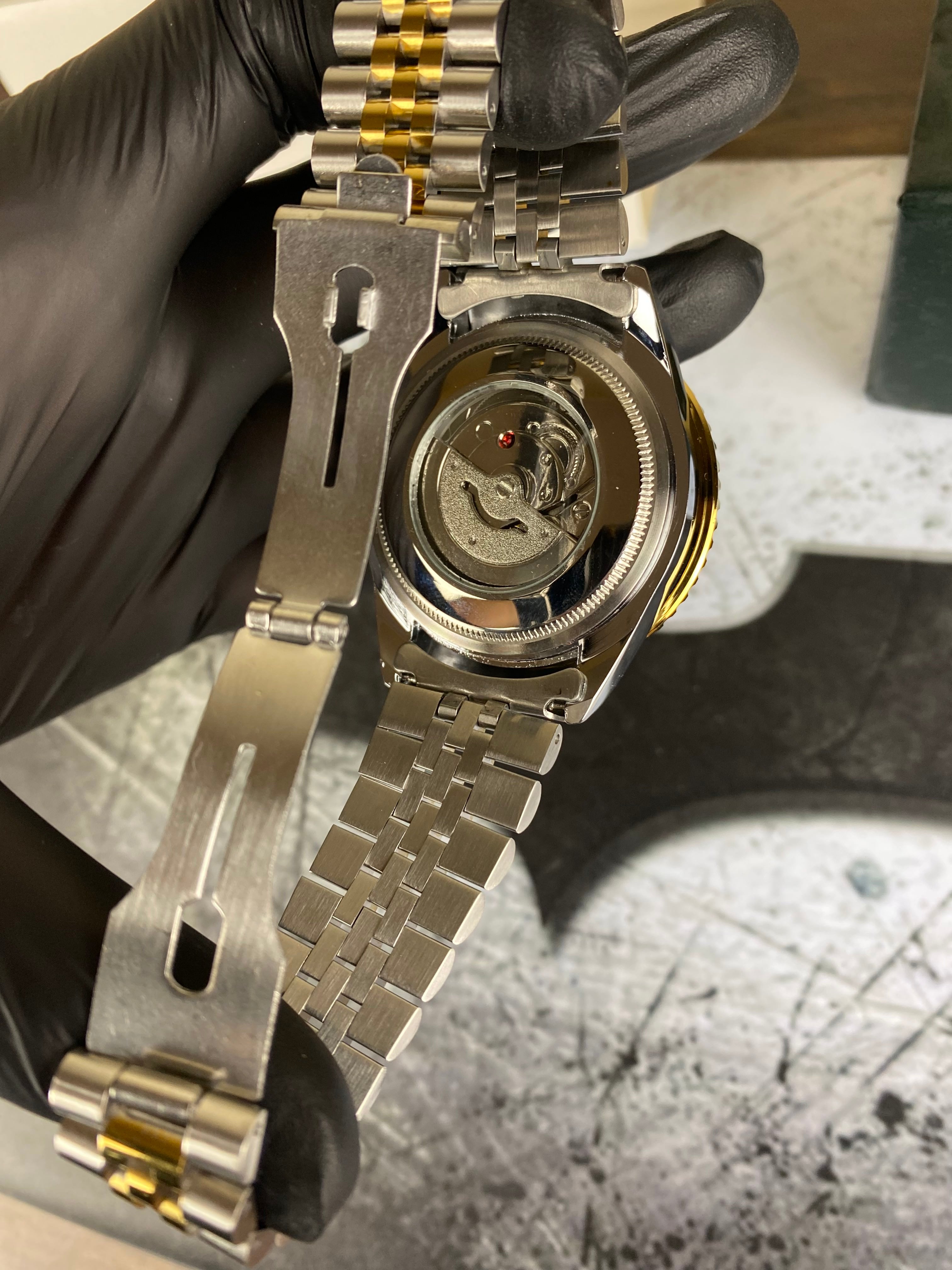 RLX – Semi Auto Royal Black GMT Gold Bezel