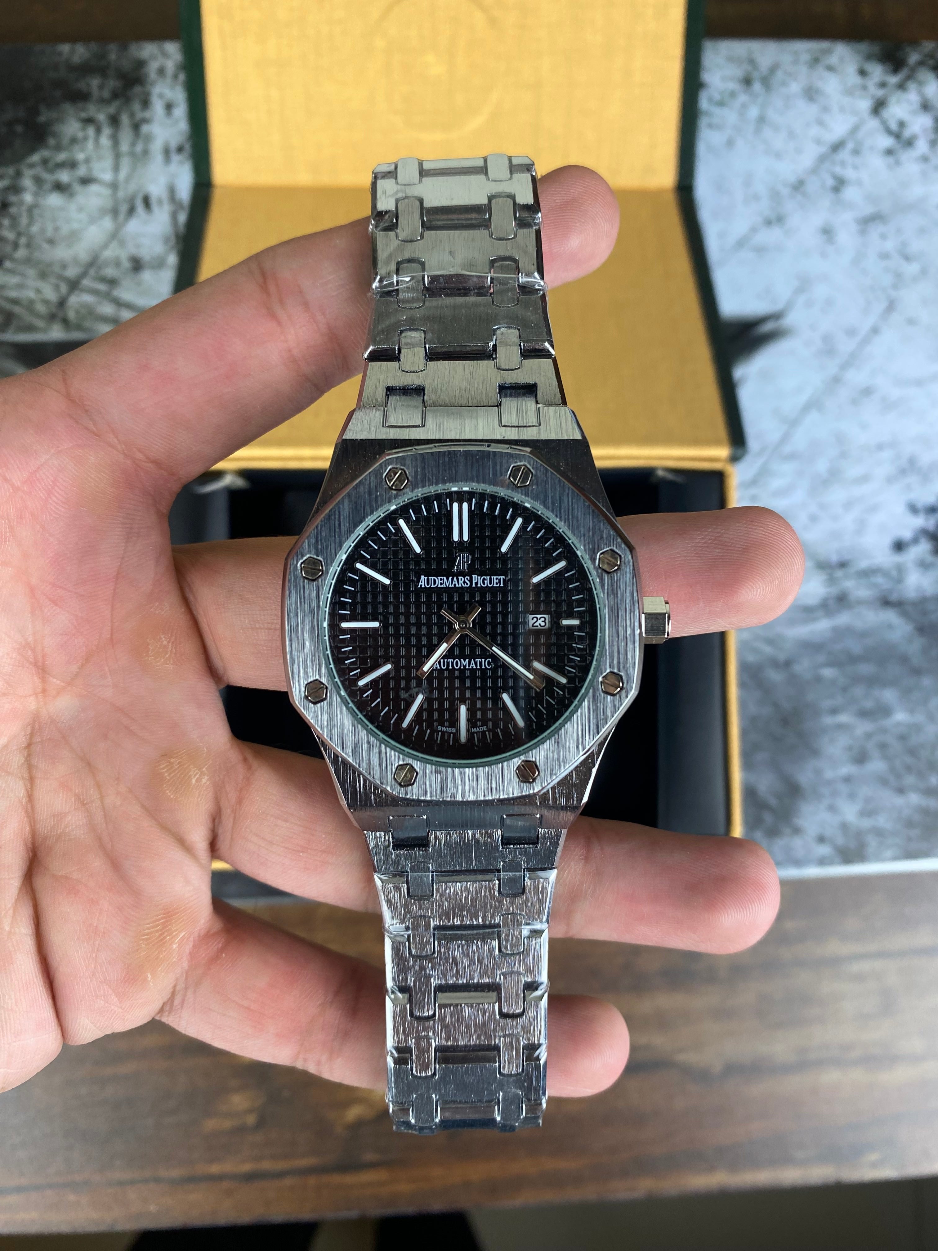 AP ROYAL OAK STYLE  – STAINLESS STEEL BLACK DIAL