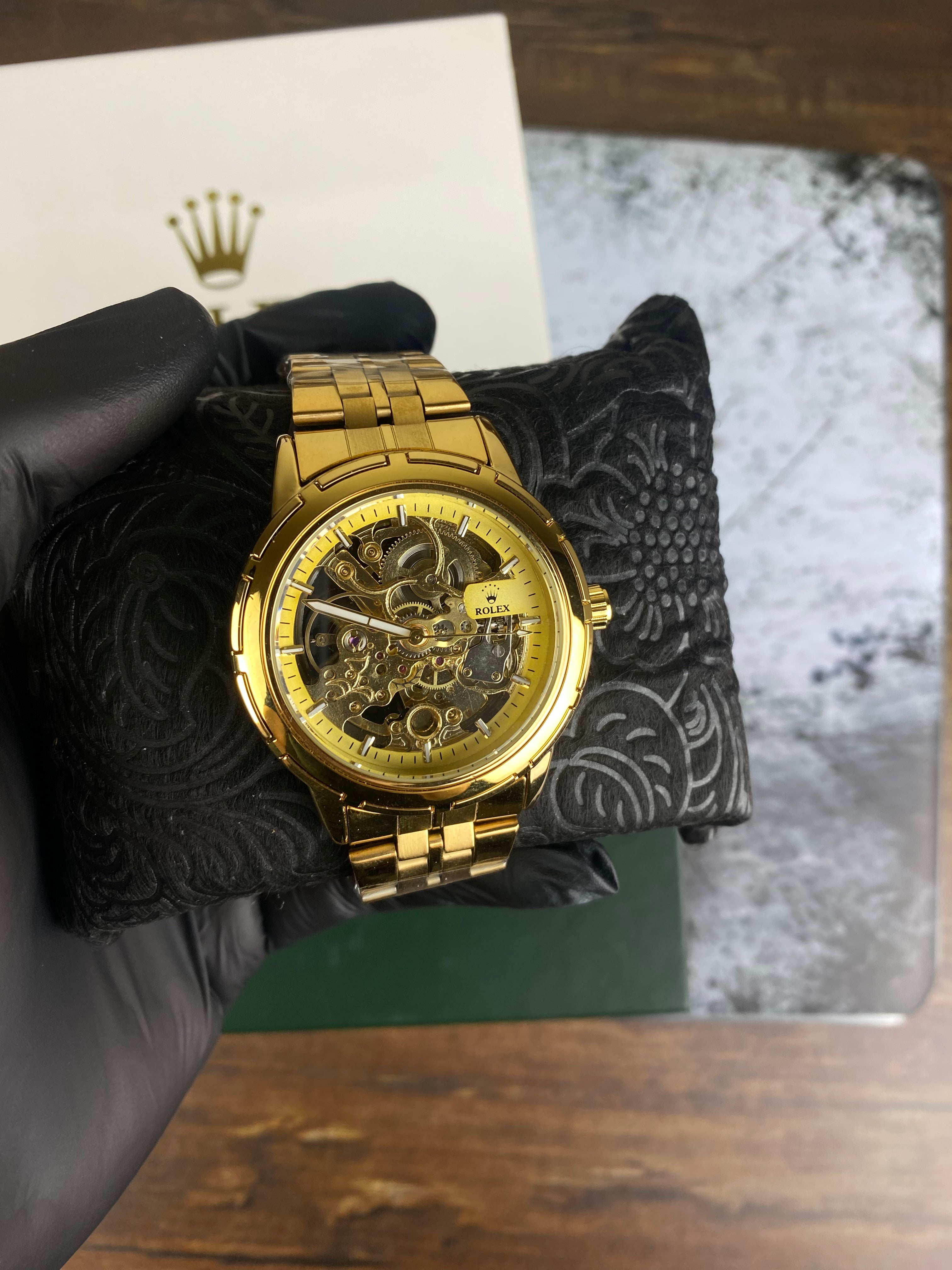 ⌚ RLX Automatic Skeleton Gold Edition – Luxury Open Heart Automatic Watch