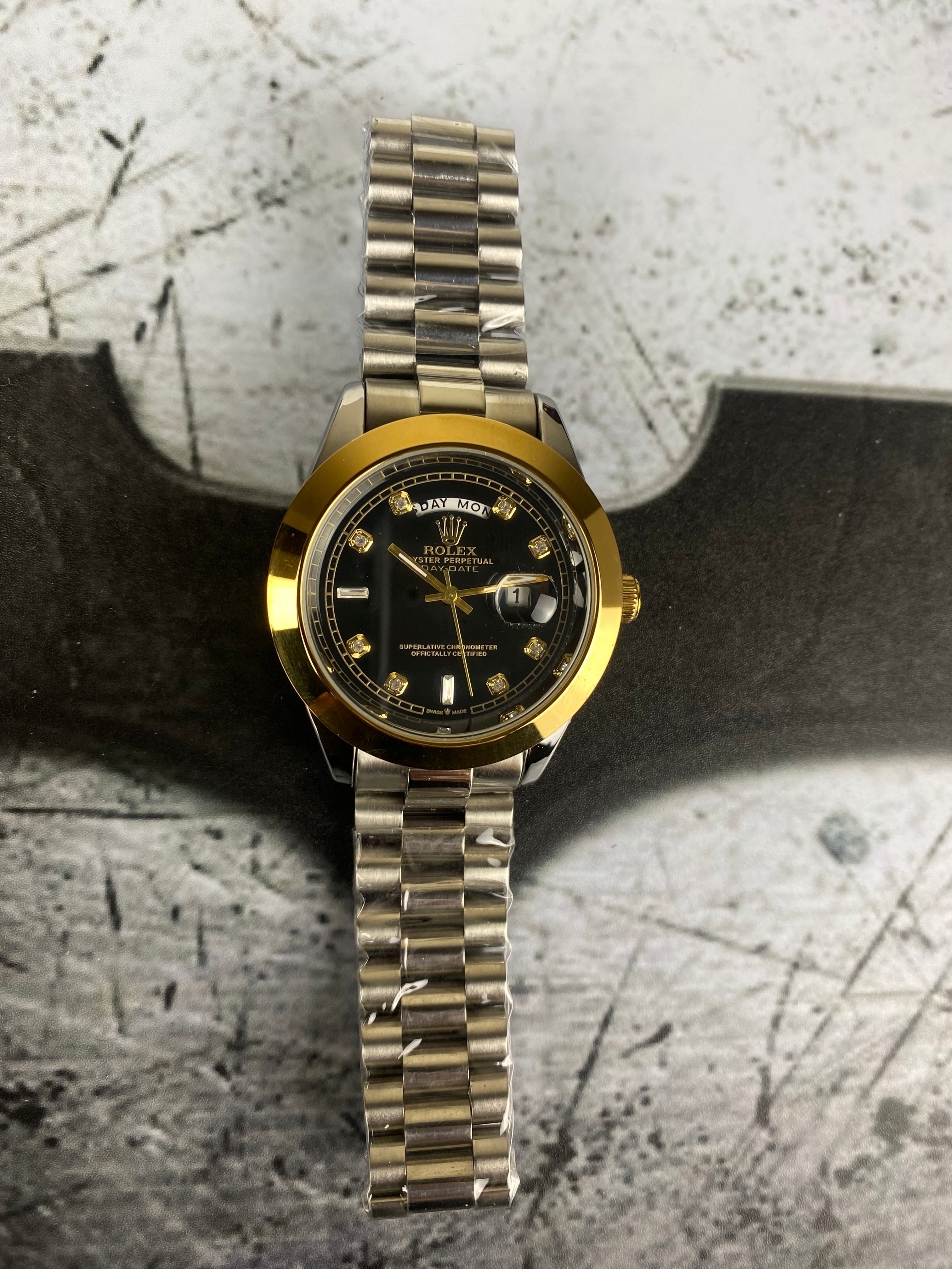 ⌚ RLX DAY-DATE PRESIDENT 40MM – BLACK DIAMOND DIAL EDITION