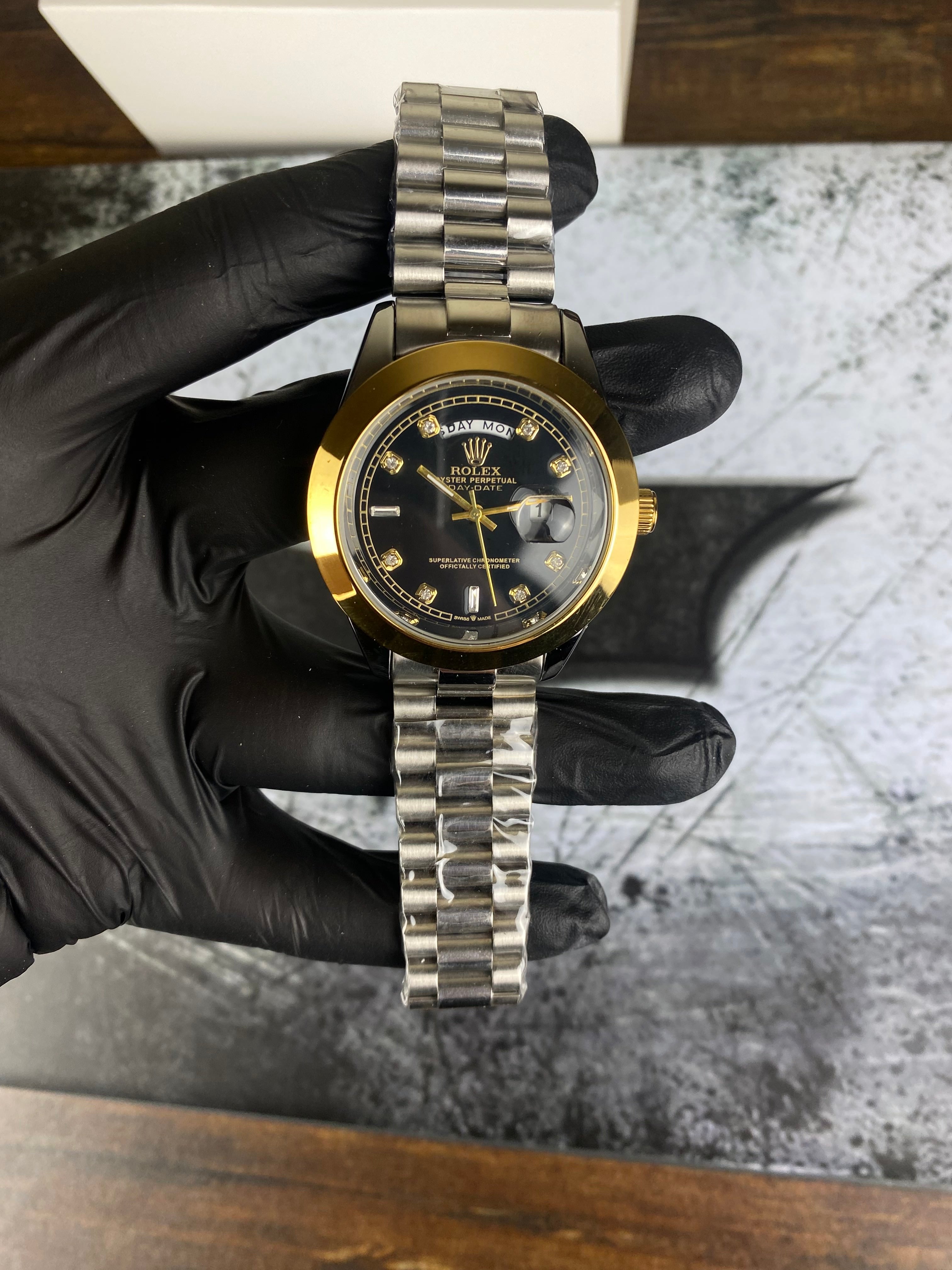 ⌚ RLX DAY-DATE PRESIDENT 40MM – BLACK DIAMOND DIAL EDITION