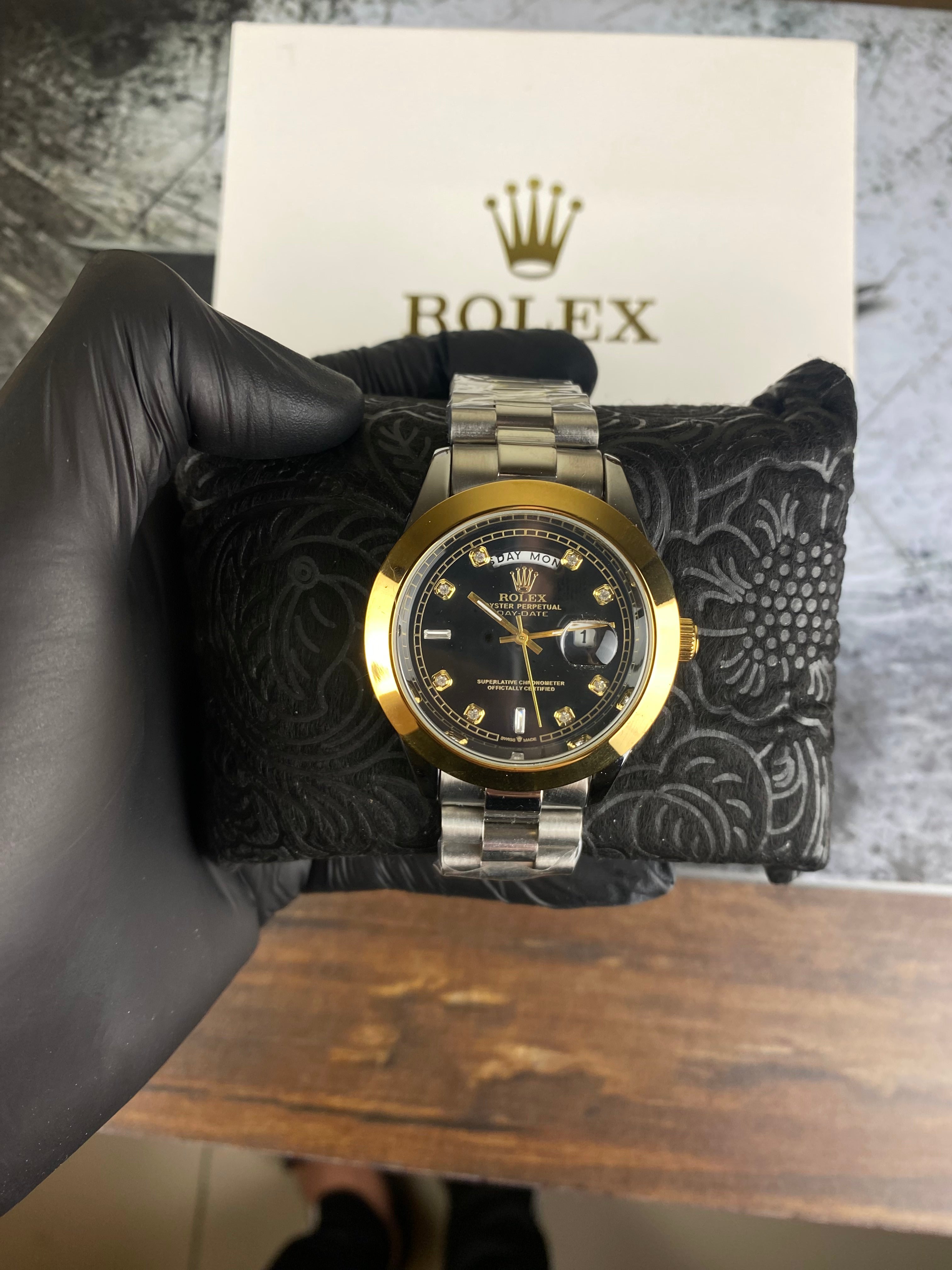 ⌚ RLX DAY-DATE PRESIDENT 40MM – BLACK DIAMOND DIAL EDITION