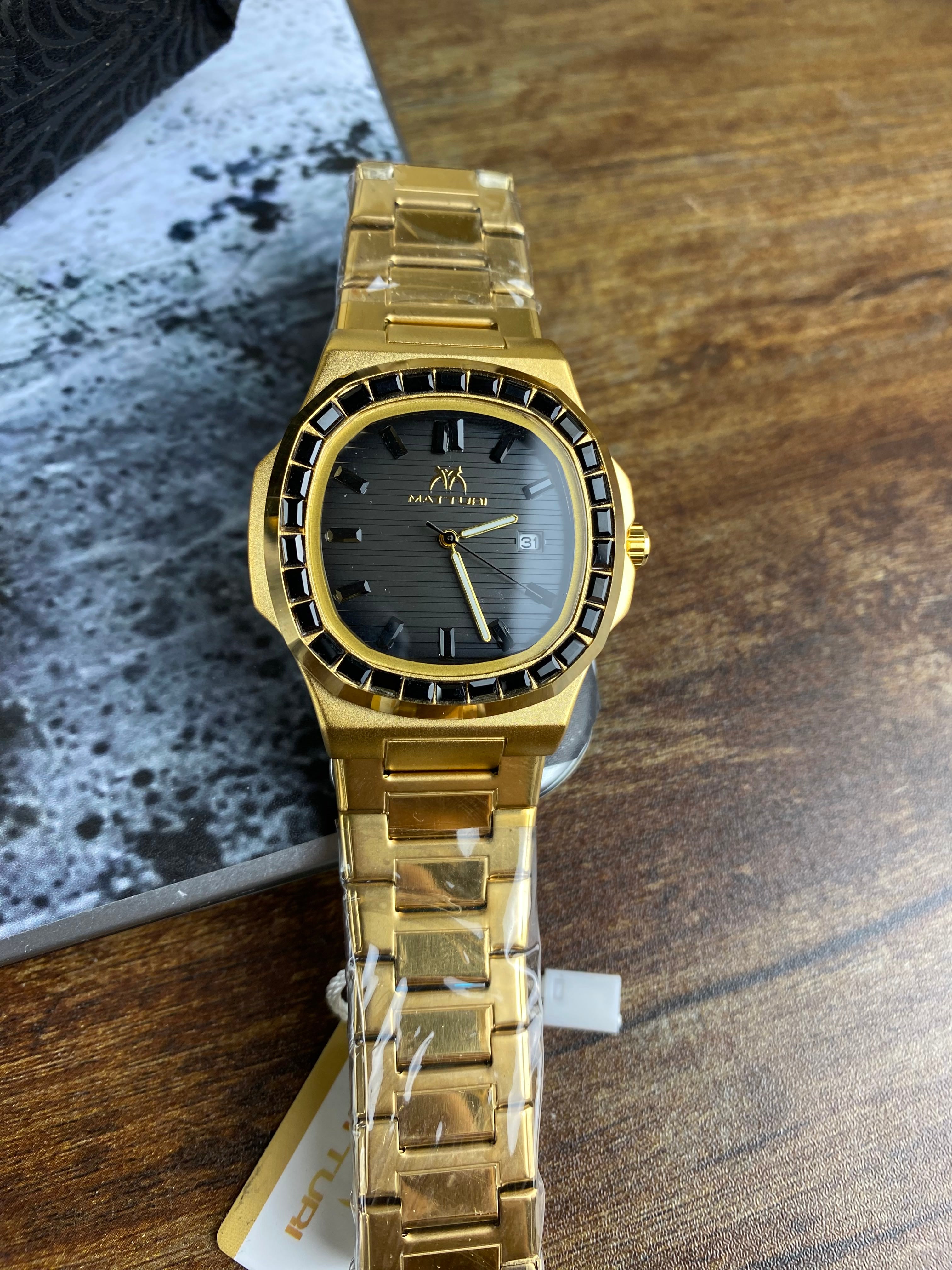 ⌚ MATWISH ROYAL EDGE – BLACK CRYSTAL GOLD EDITION