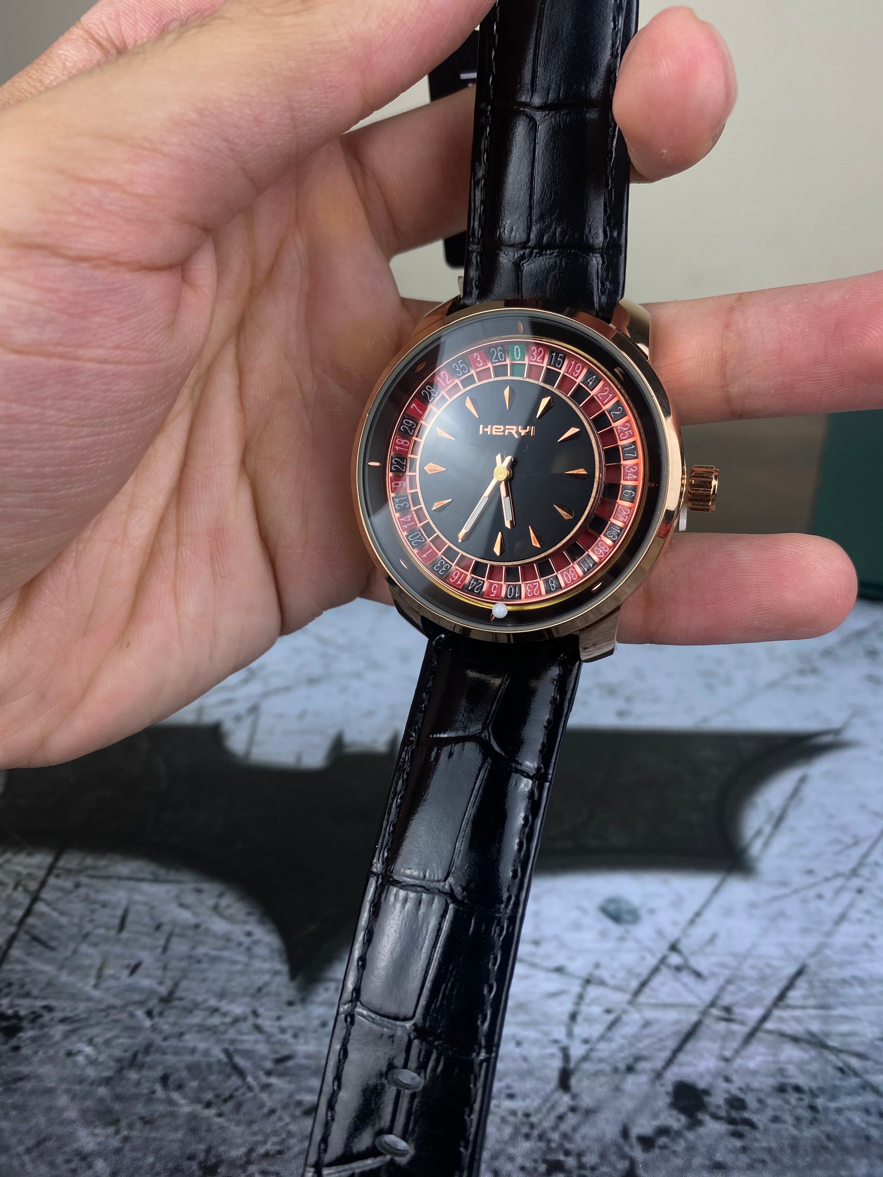 ⌚ HERWI Roulette Edition – Black Rose Gold Luxury Watch