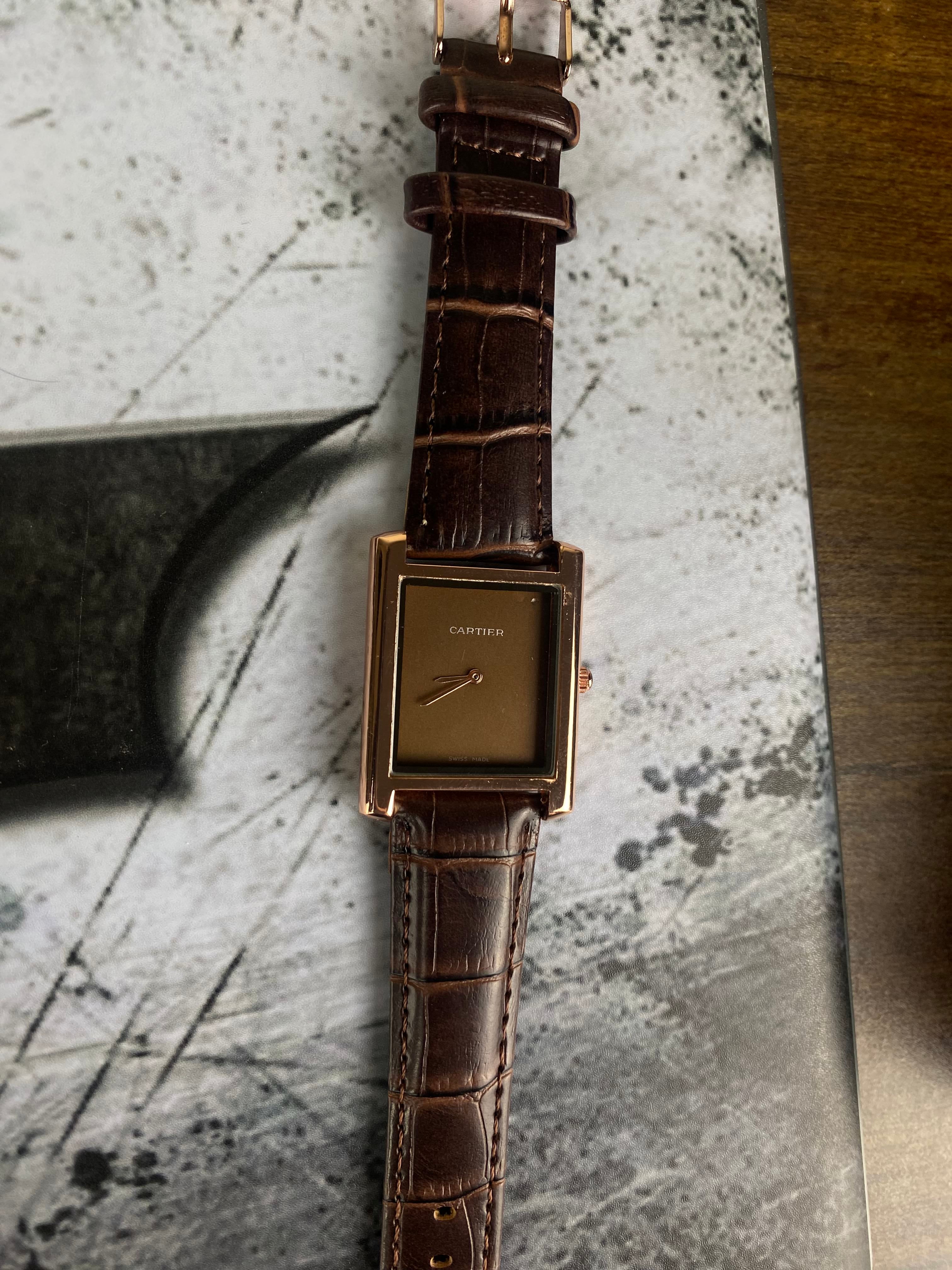 ⌚ CARTIER TANK HERITAGE – BROWN DIAL ROSE GOLD EDITION