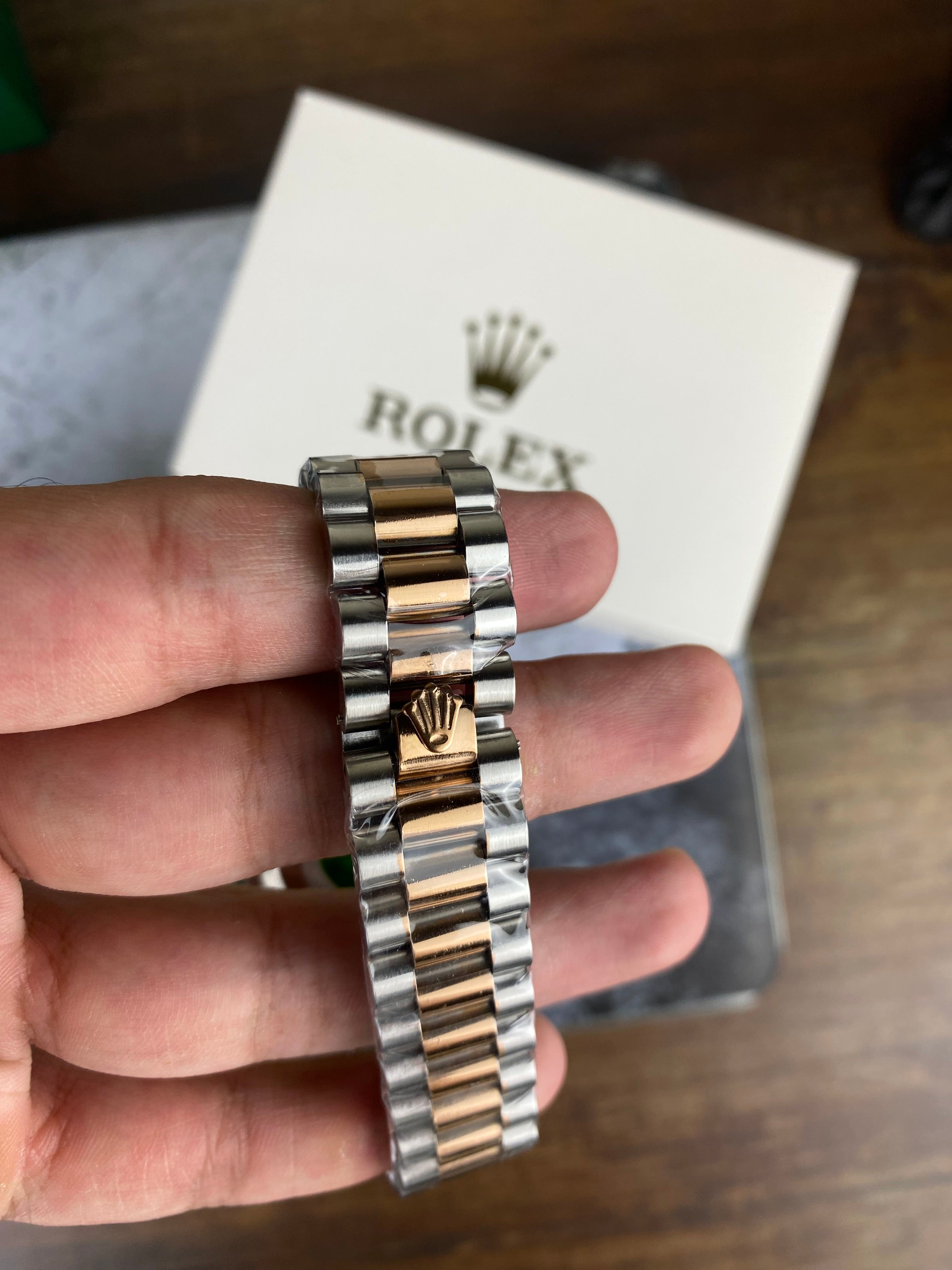 RLX Luxury Day-Date Rose Gold Black Dial Watch
