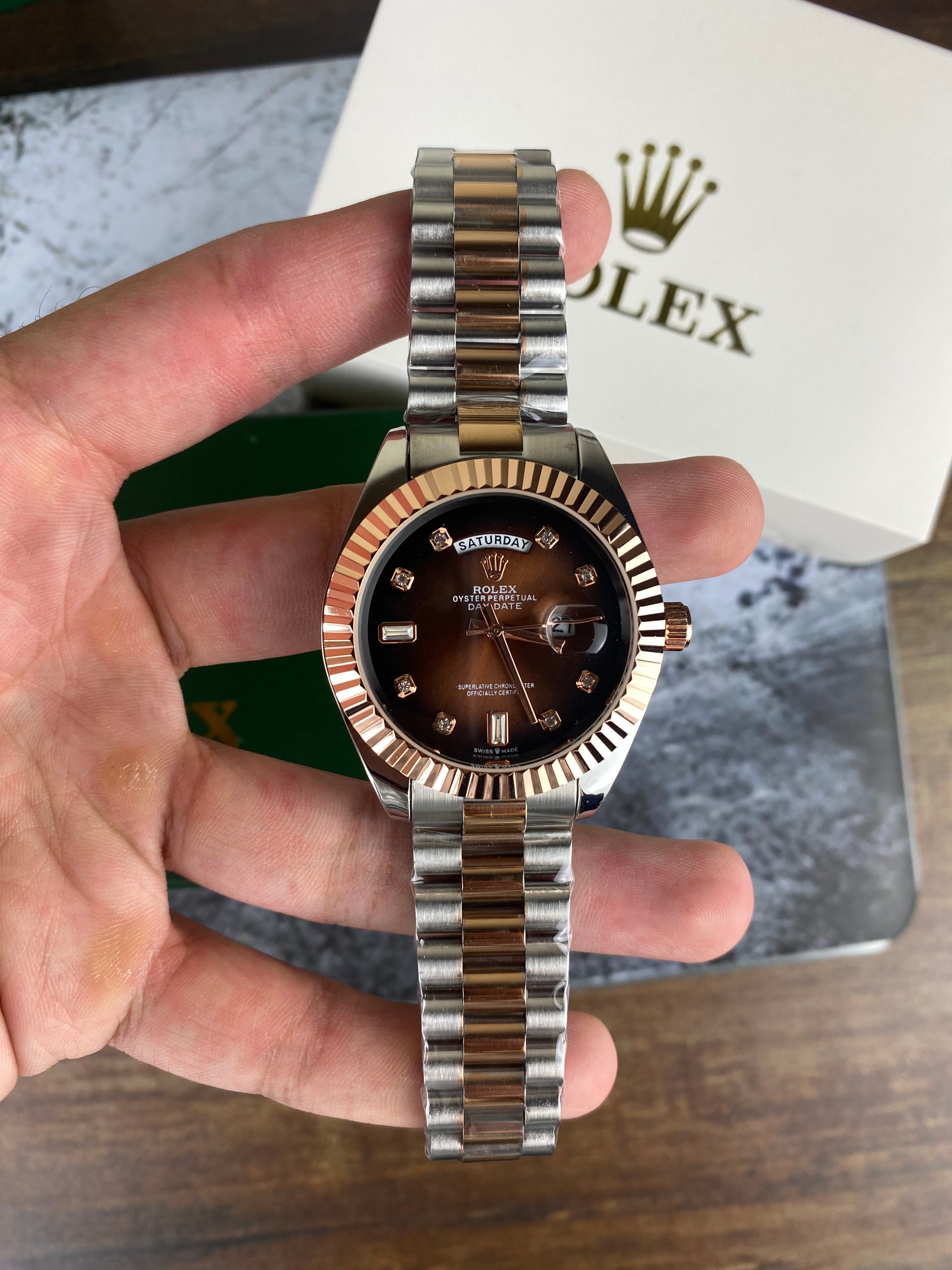 RLX DAY-DATE 40MM – CHOCOLATE DIAL TWO-TONE EDITION