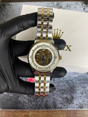 Rolex White Skeleton Dial Two-Tone Automatic Style Men's Watch