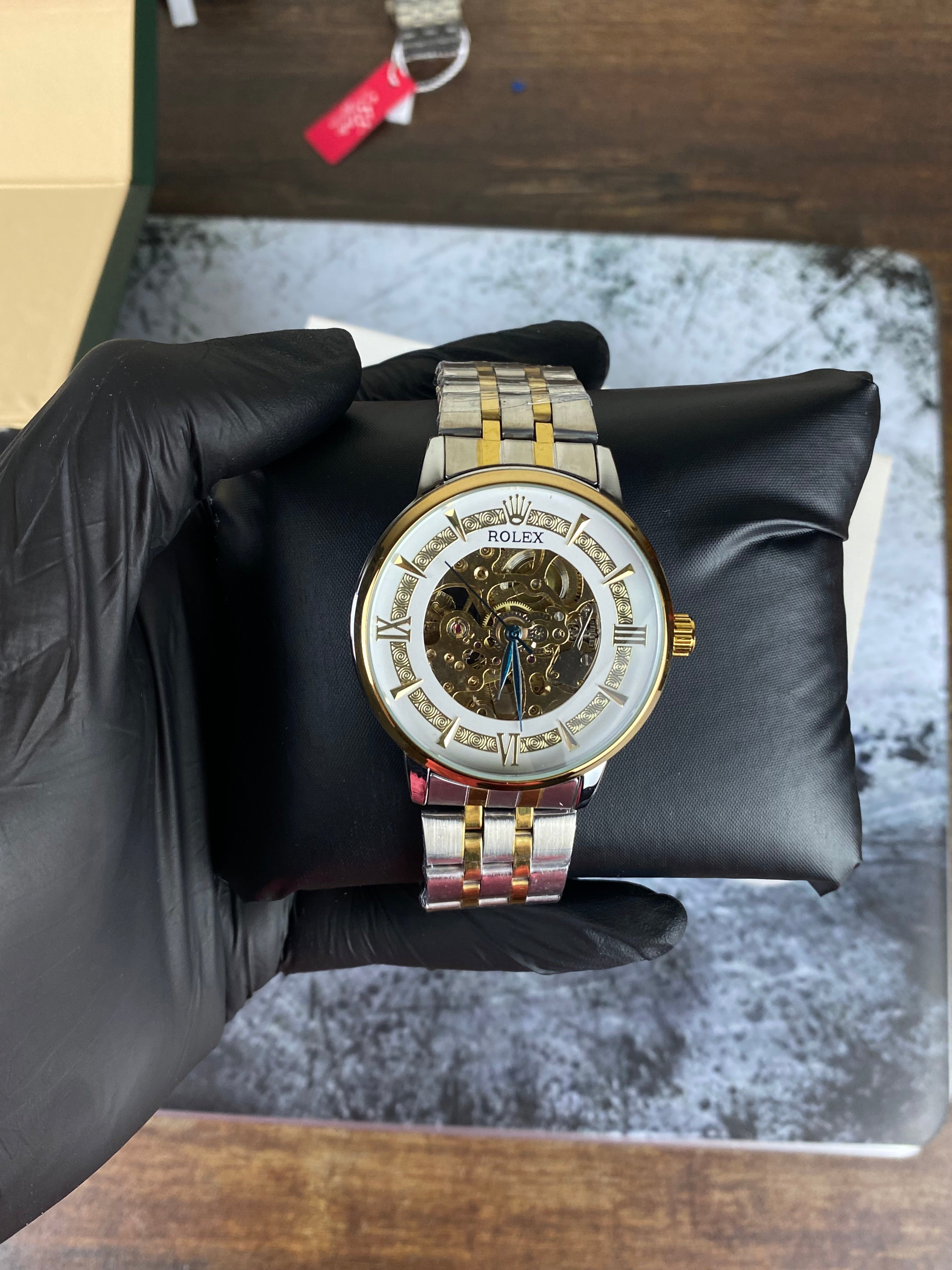 Rolex White Skeleton Dial Two-Tone Automatic Style Men's Watch