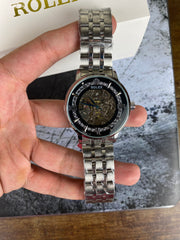 Rolex Black Skeleton Dial Stainless Steel Automatic Style Men's Watch
