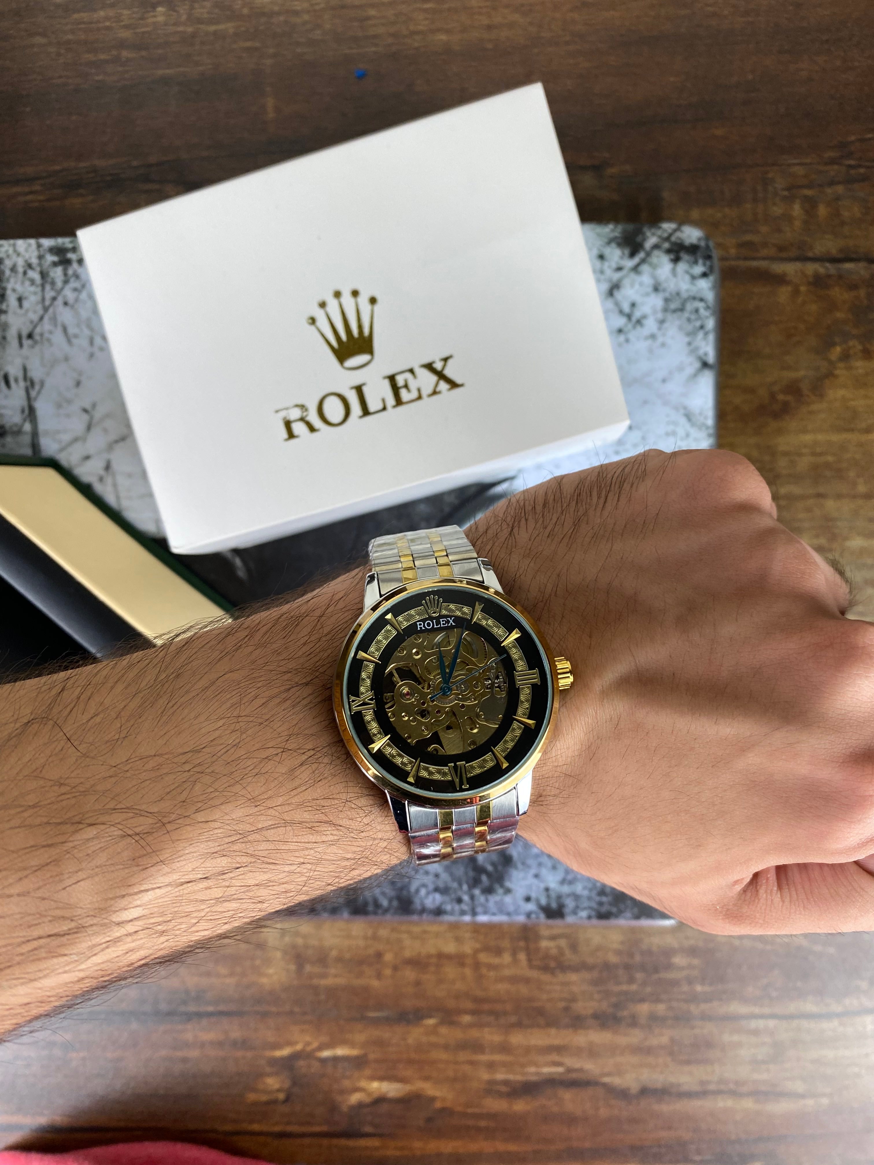 Rolex Skeleton Dial Two-Tone Automatic Style Men's Watch