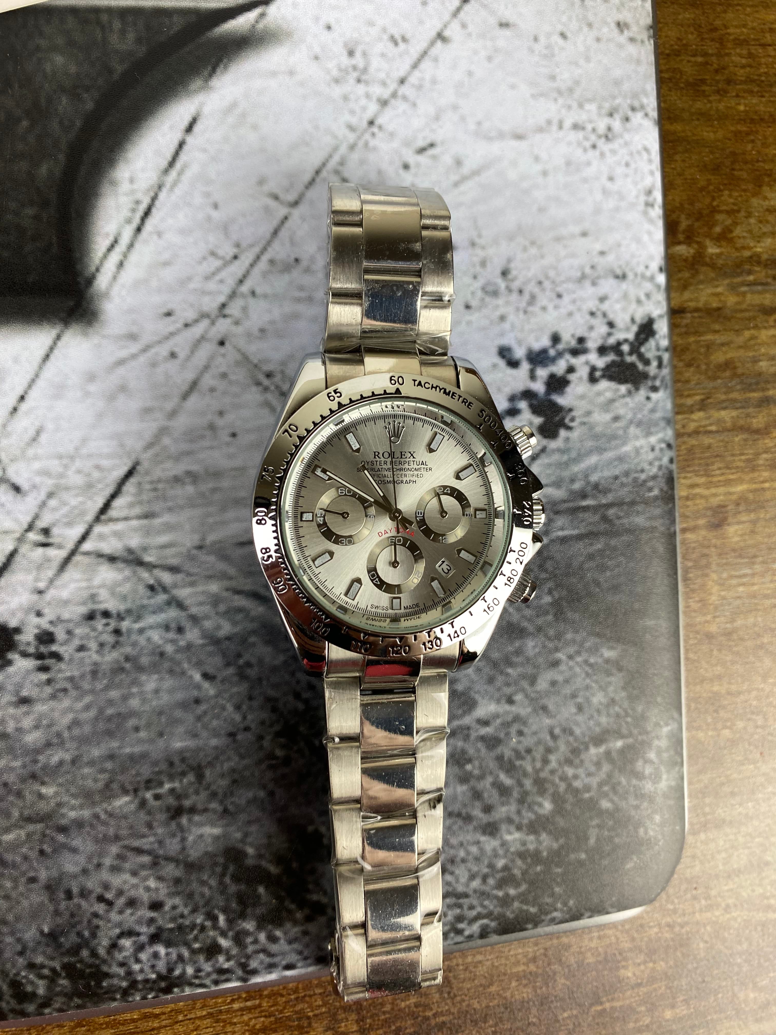 Luxury Silver Ice Dial Chronograph Inspired Men's Watch