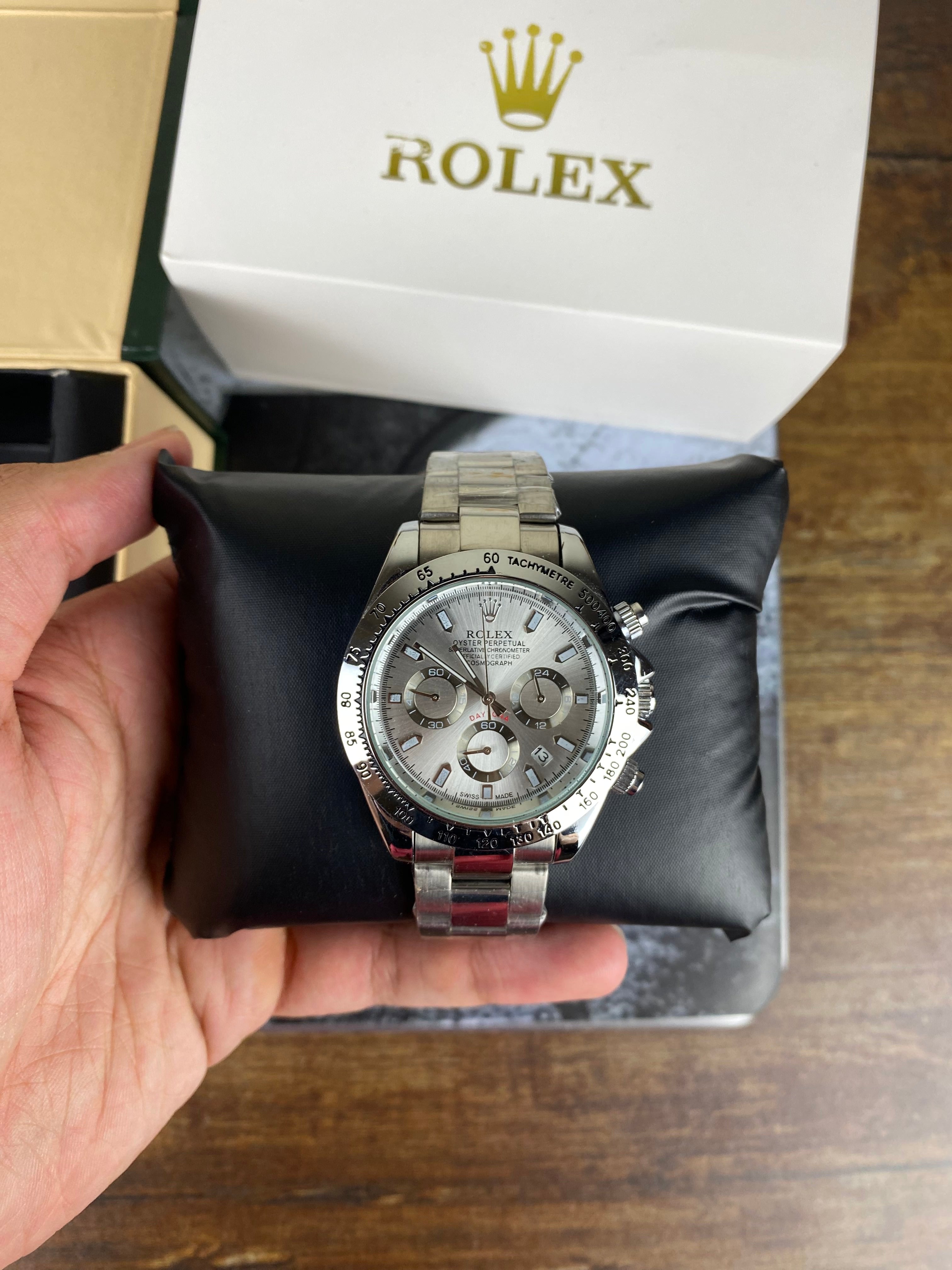Luxury Silver Ice Dial Chronograph Inspired Men's Watch