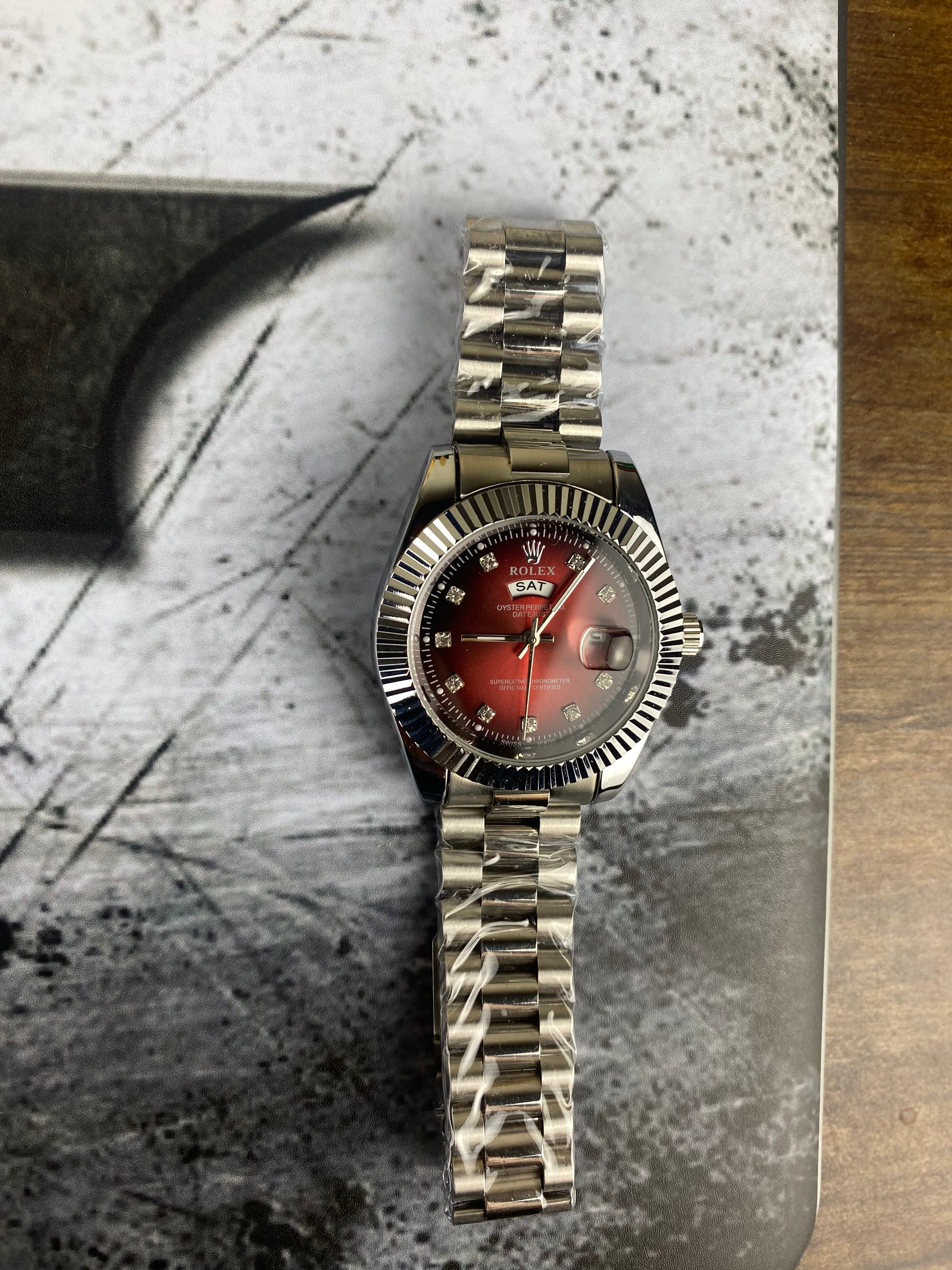 Rolex Oyster Perpetual Day-Date – Burgundy Diamond Dial Luxury Watch