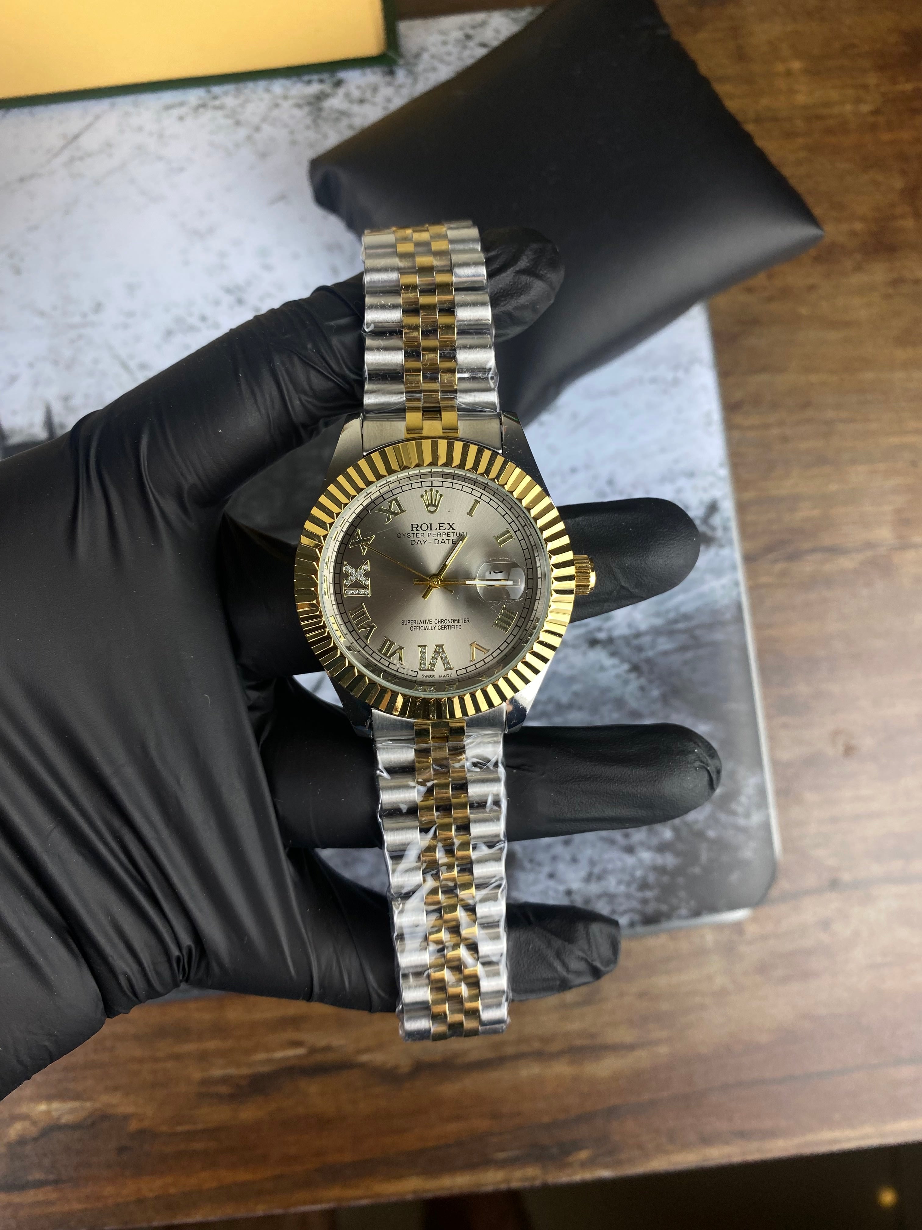 Rolex Oyster Perpetual Day-Date – Two-Tone Silver Roman Dial Luxury Watch