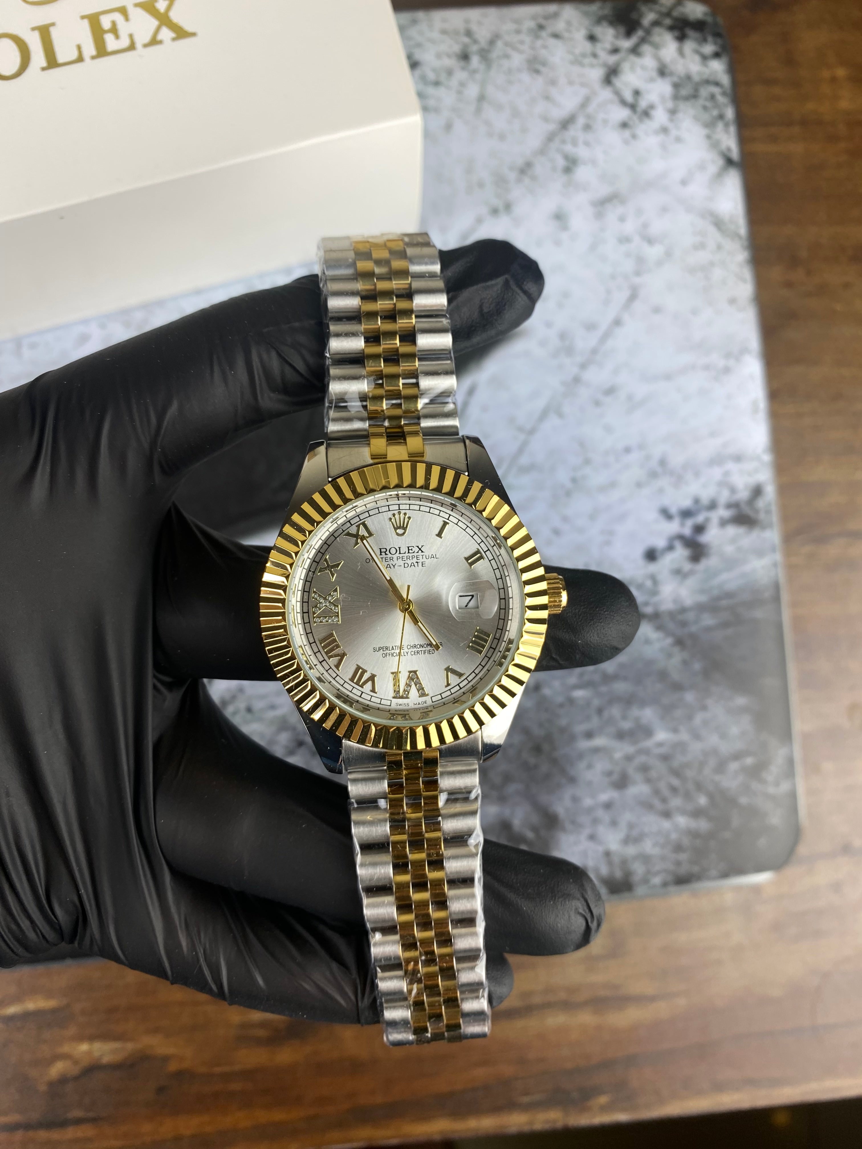 Rolex Oyster Perpetual Day-Date – Silver Roman Dial Luxury Watch