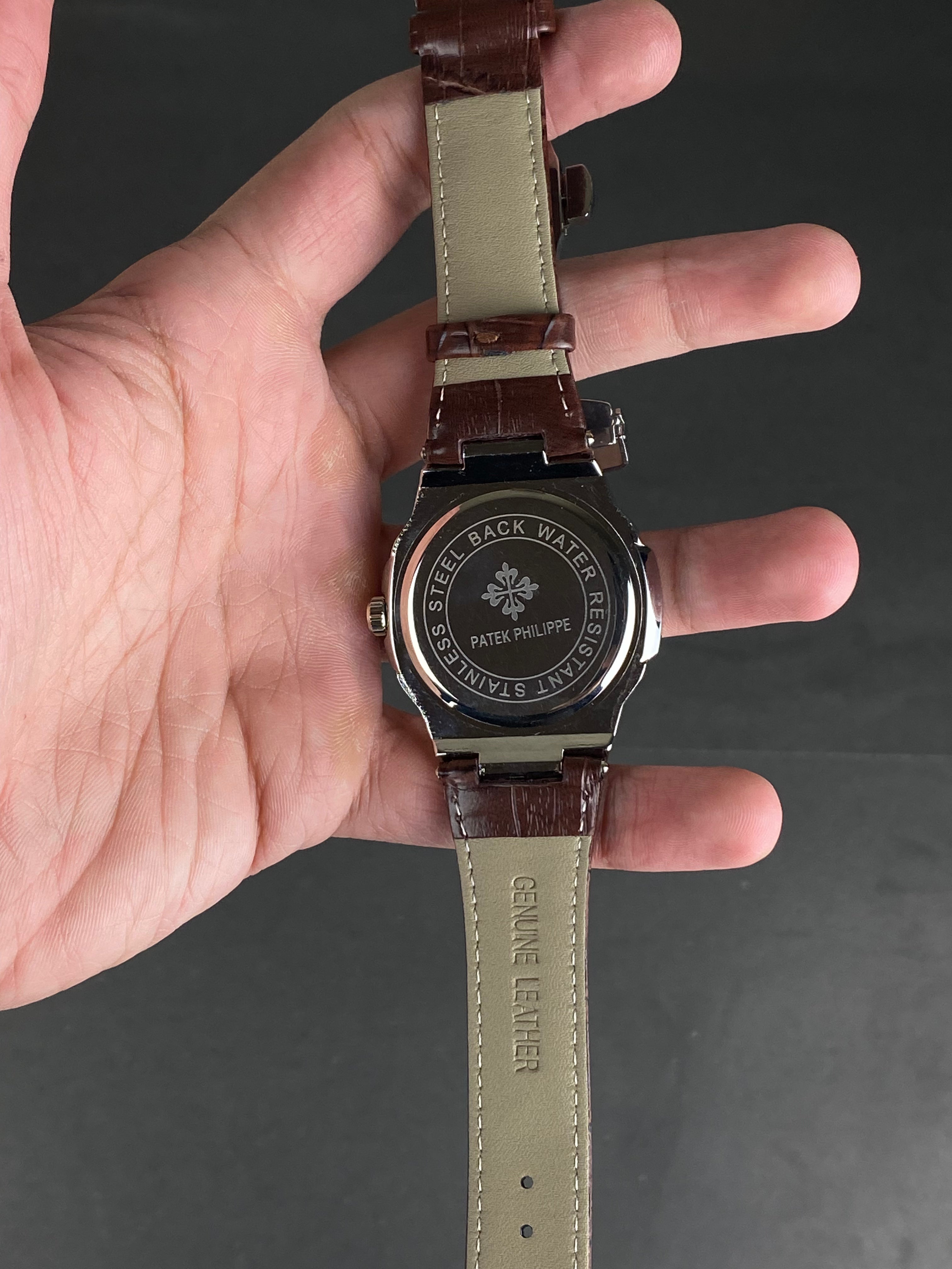 PTK Phillipe Geneve brown leather strap 42mm