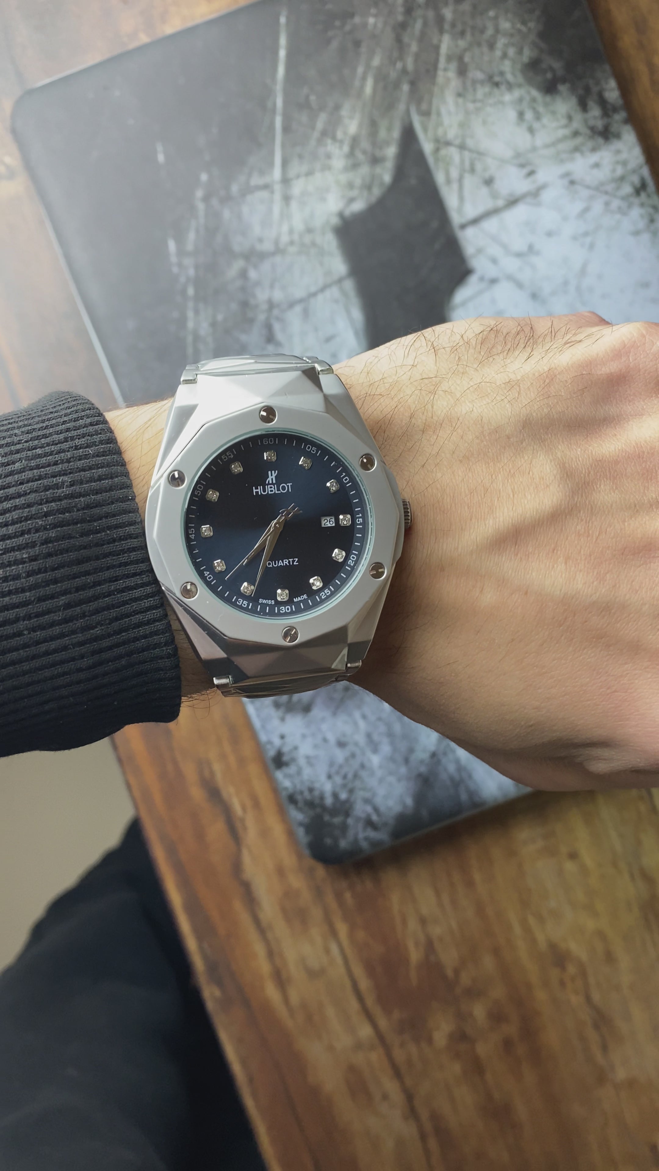 Load video: Hublot Classic Fusion Sapphire Blue Diamond Edition – Precision Quartz Luxury