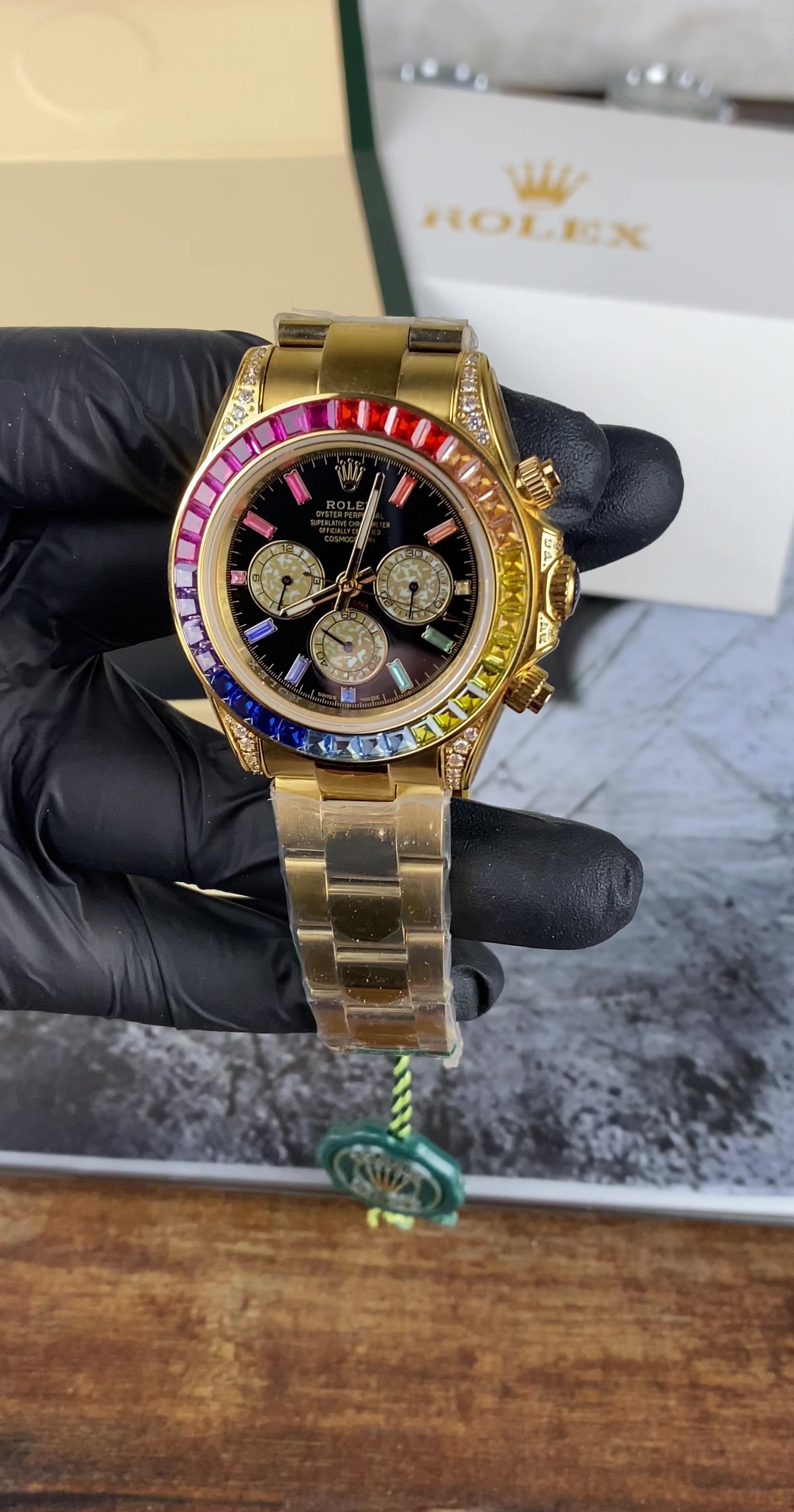 Load video: Rainbow Bezel Chronograph Inspired Timepiece (Master edition)