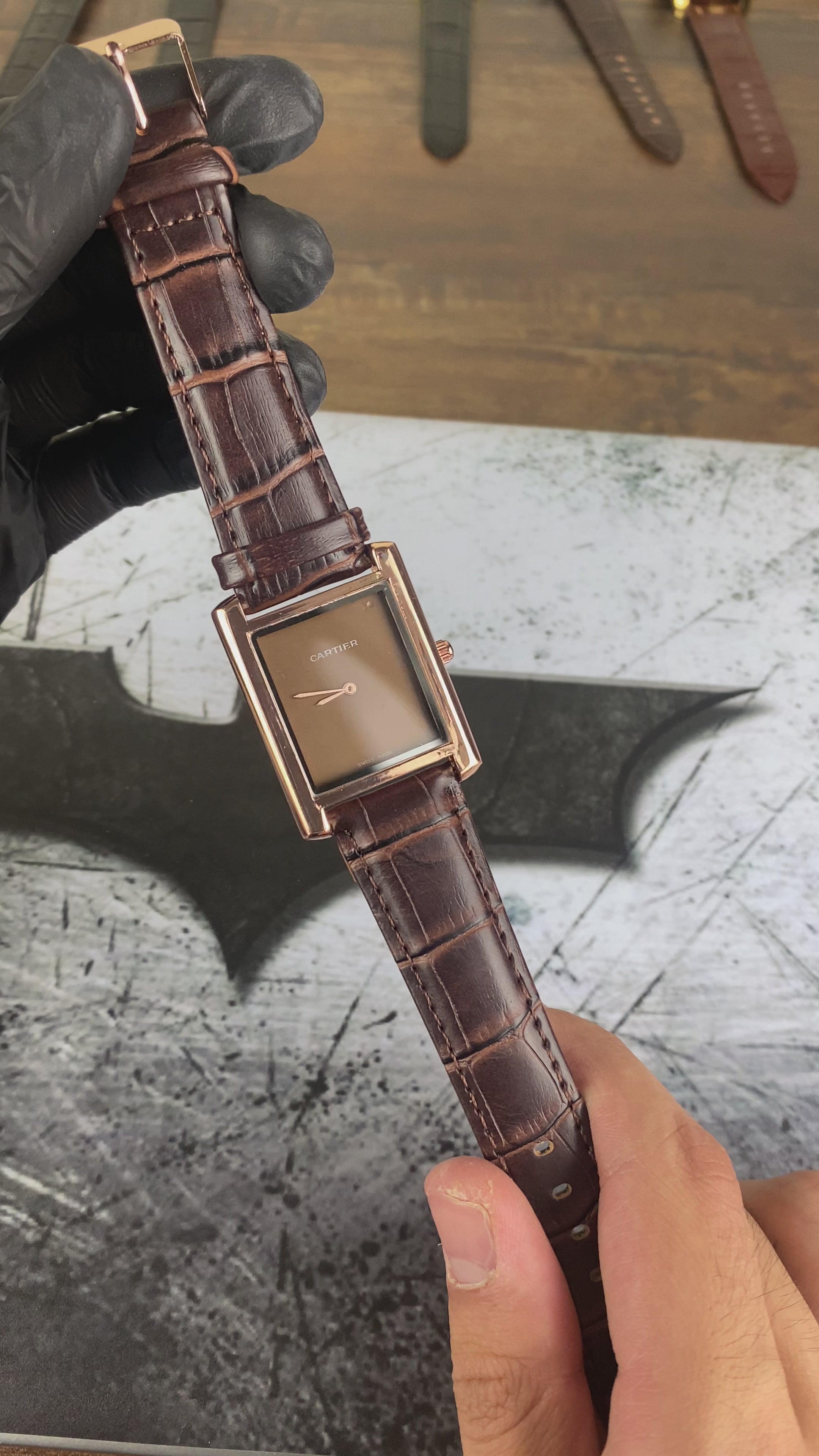 Load video: ⌚ CARTIER TANK HERITAGE – BROWN DIAL ROSE GOLD EDITION