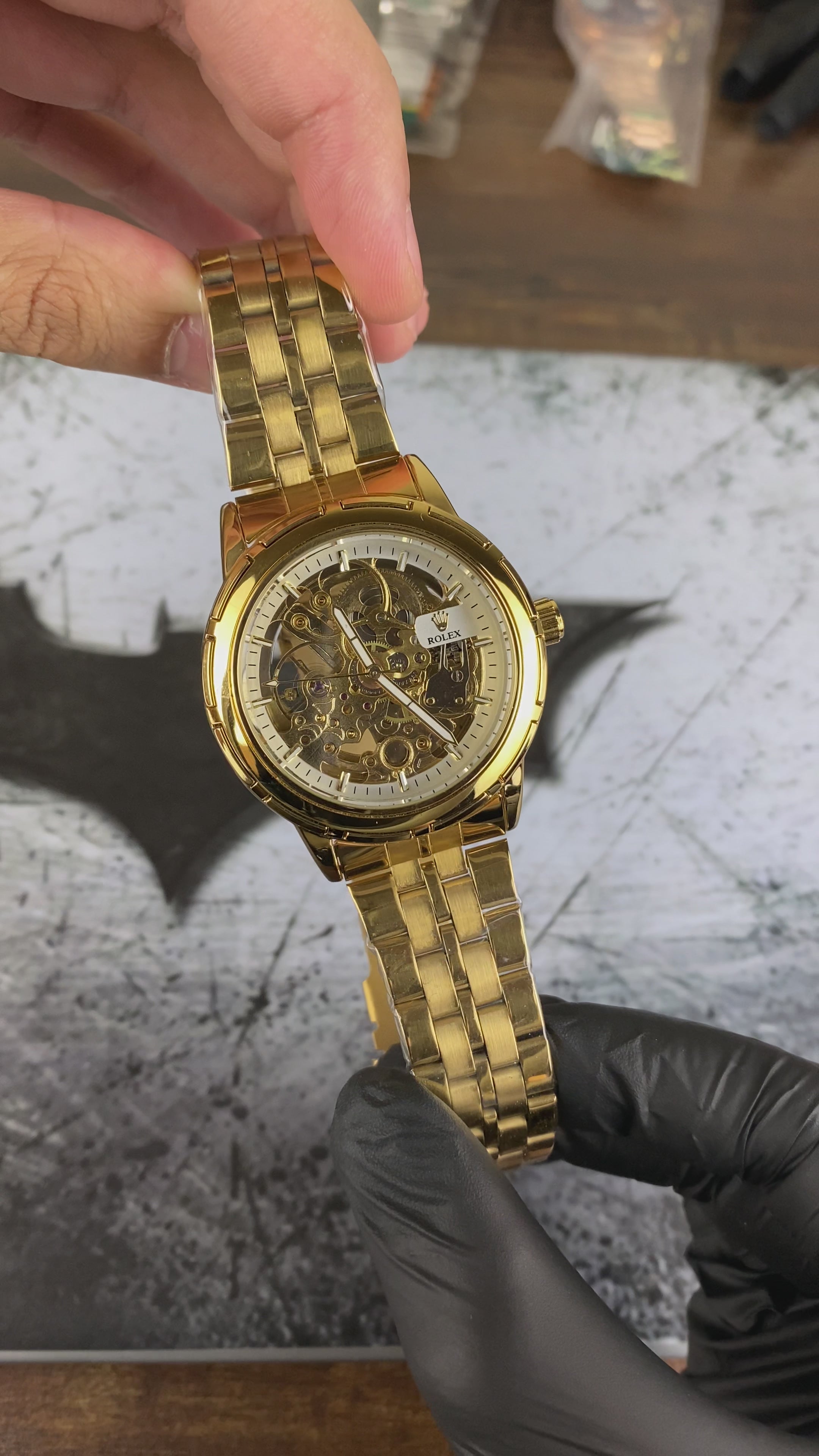 Load video: ⌚ RLX Automatic Skeleton Classic Gold – Open Heart Edition
