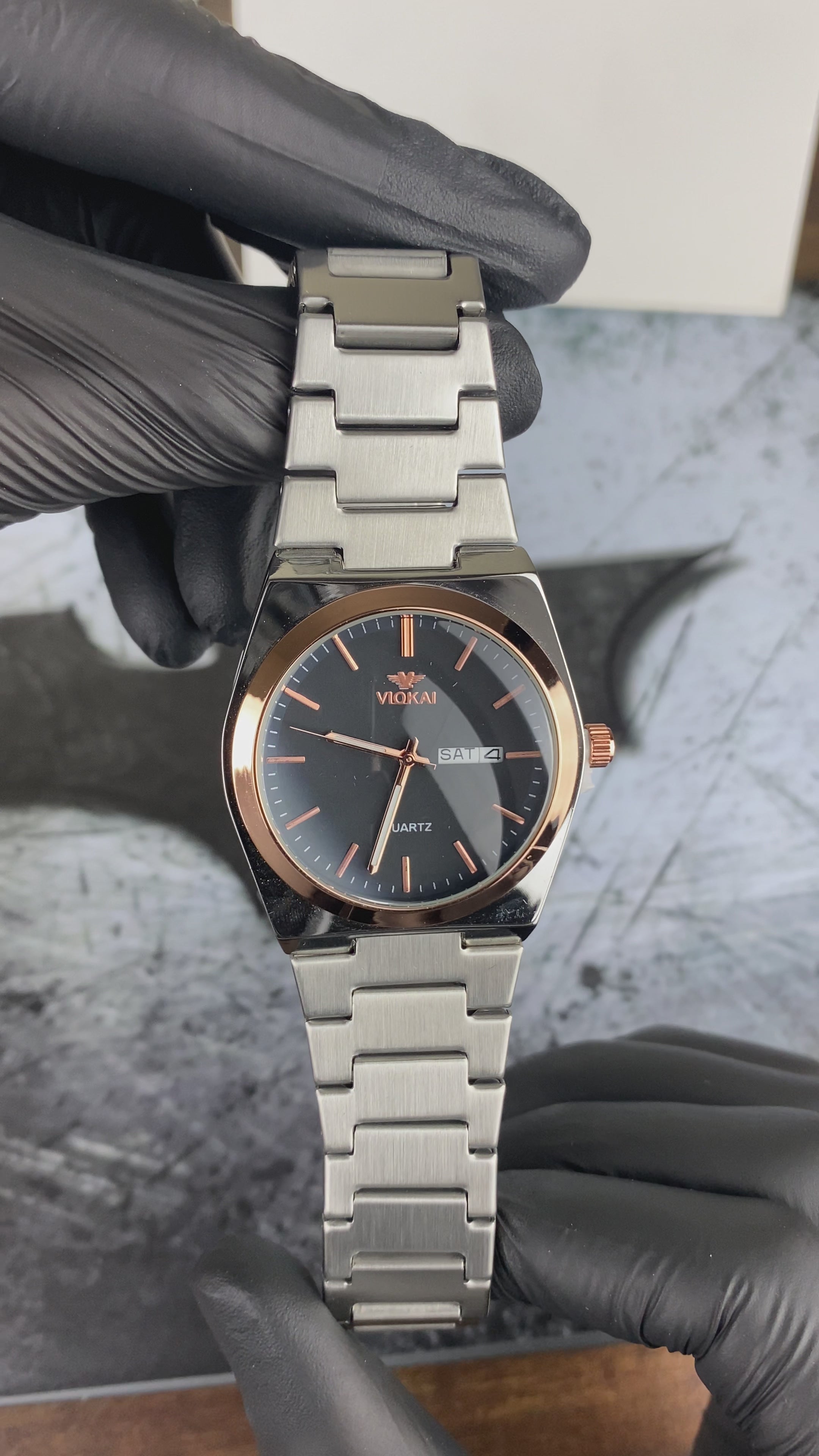 Load video: VIOKAI – Black Dial Rose Gold Edition