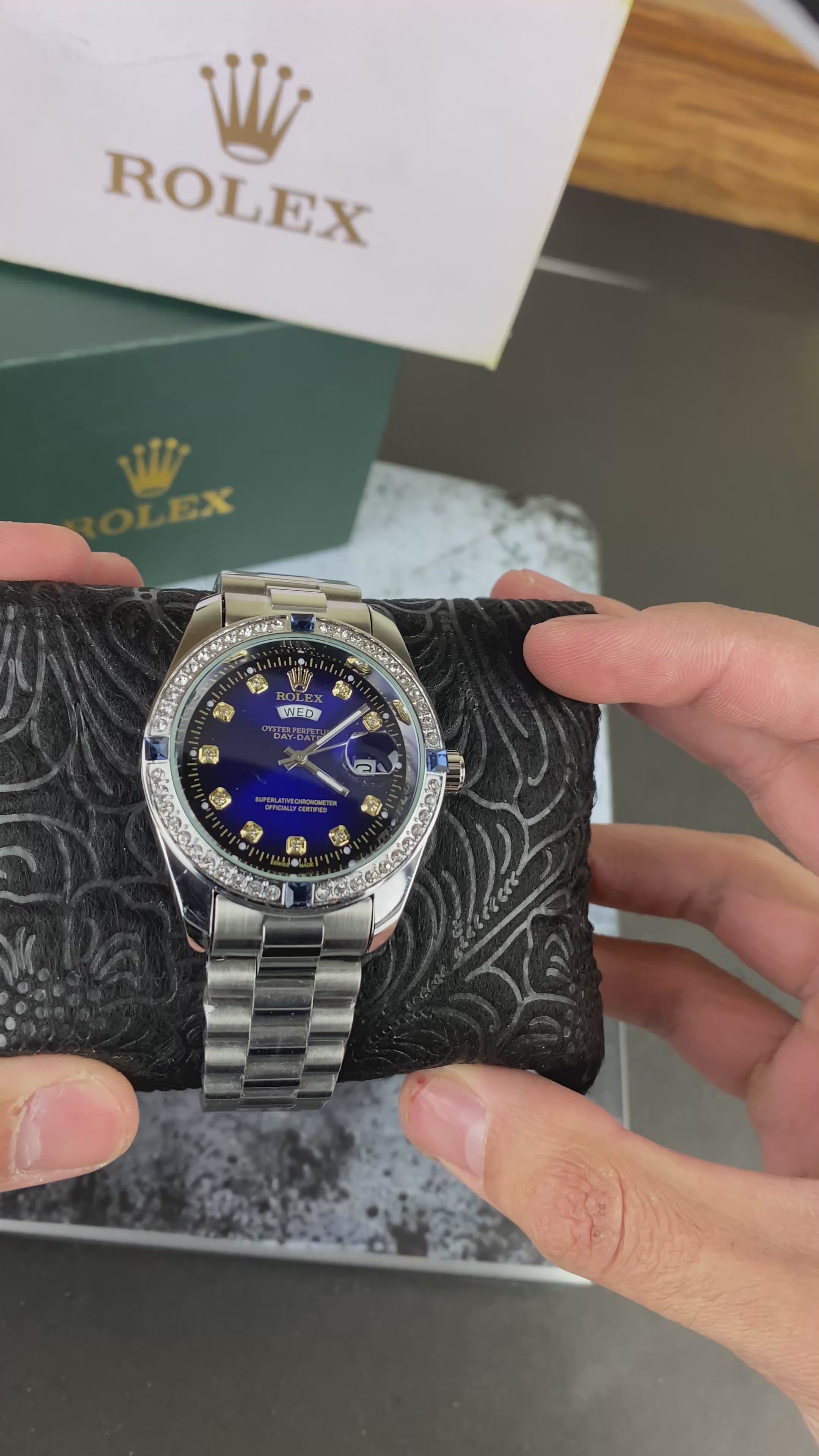 Load video: RLX Day-Date(Blue) dial with diamond Bezel