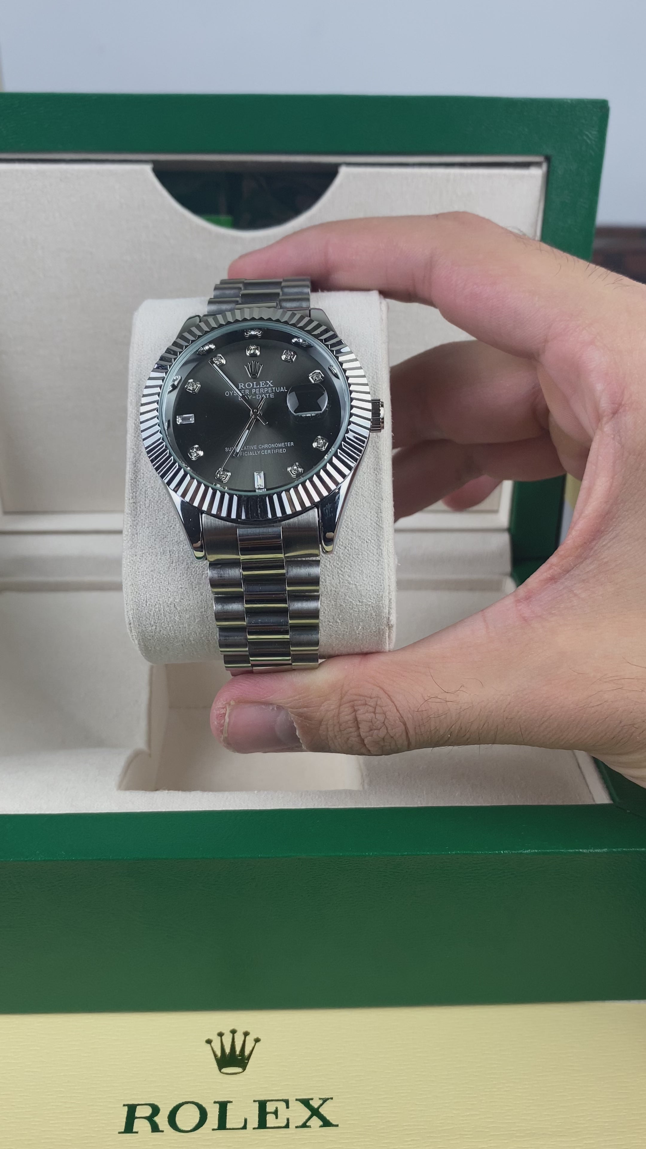 Load video: Rolex slate (rhodium) dial