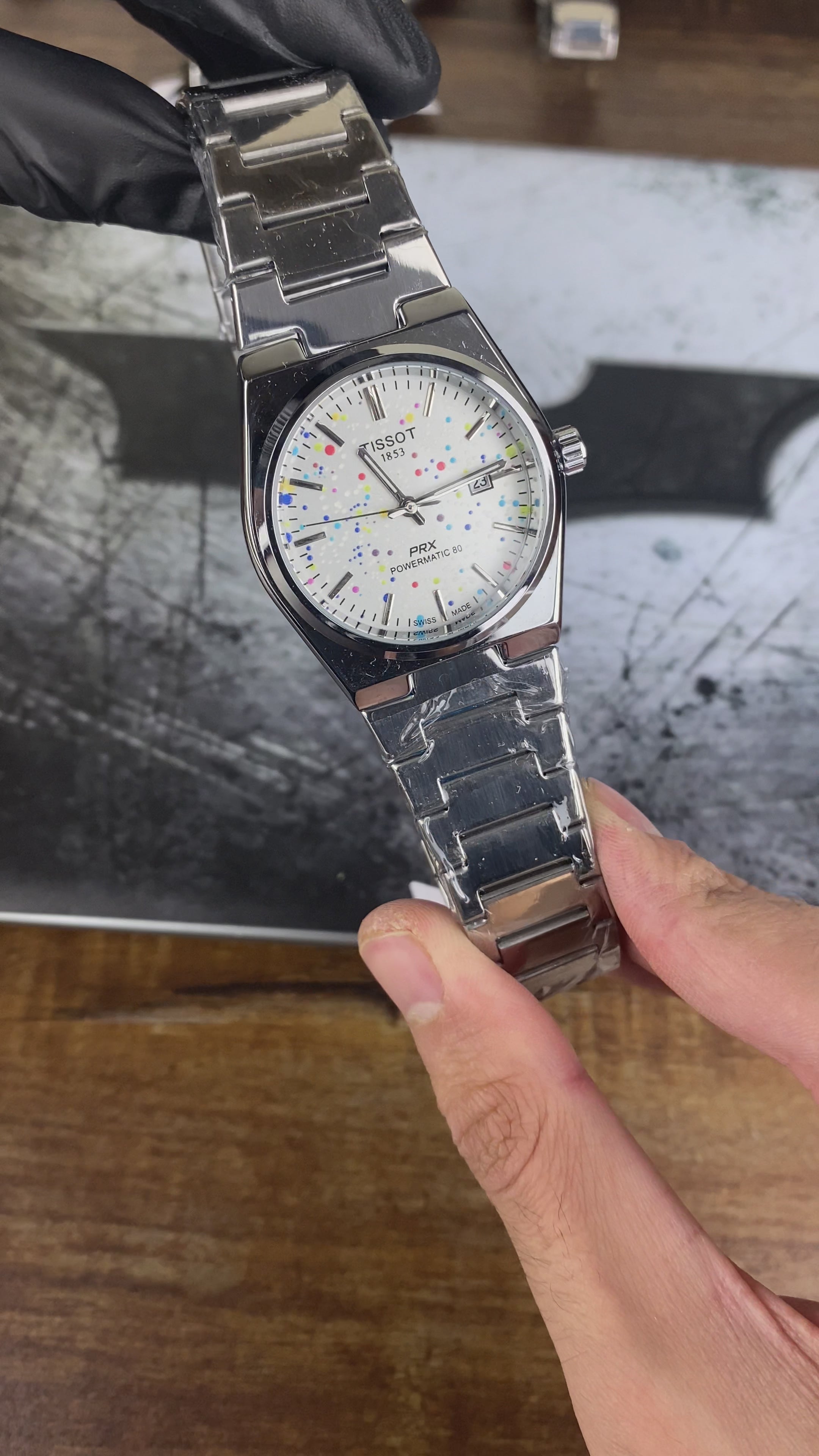 Load video: Tissot PRX Powermatic 80 – White Galaxy Dial Semi- Auto